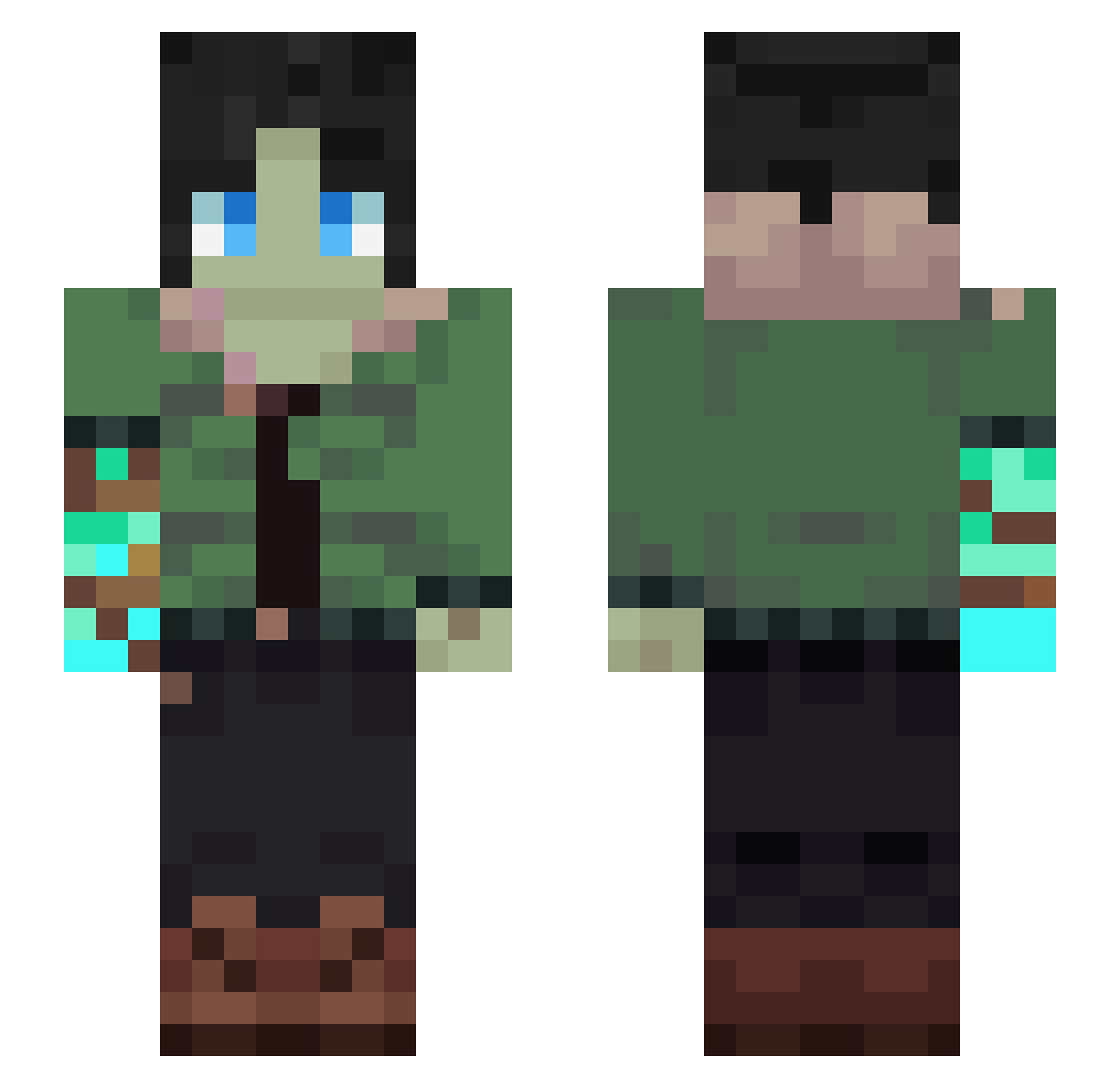 BlueGerudo Minecraft skin, front and back view