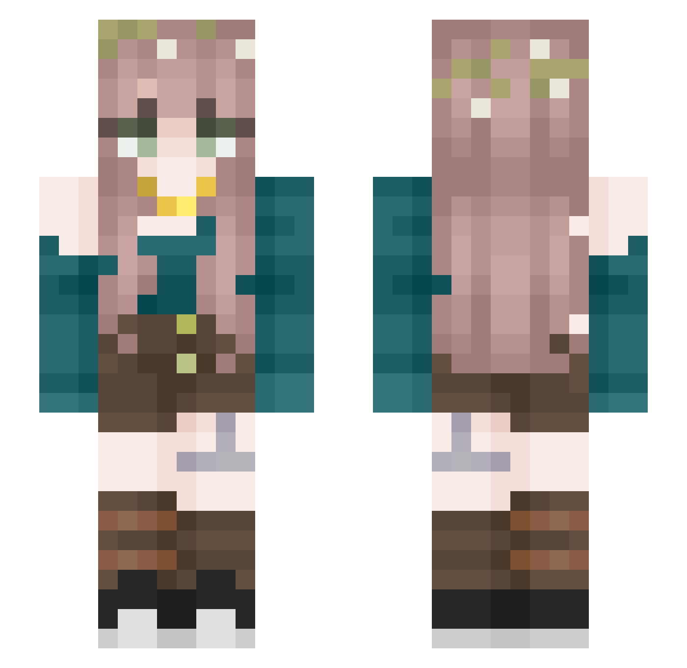 sininhoo Minecraft skin, front and back view