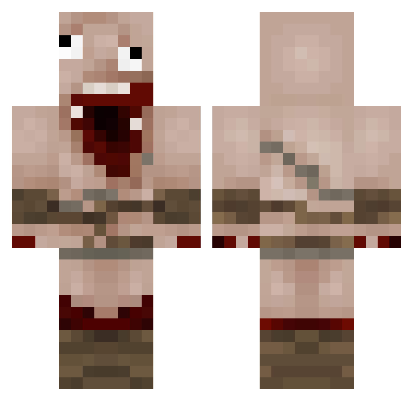 Toast434 Minecraft skin, front and back view