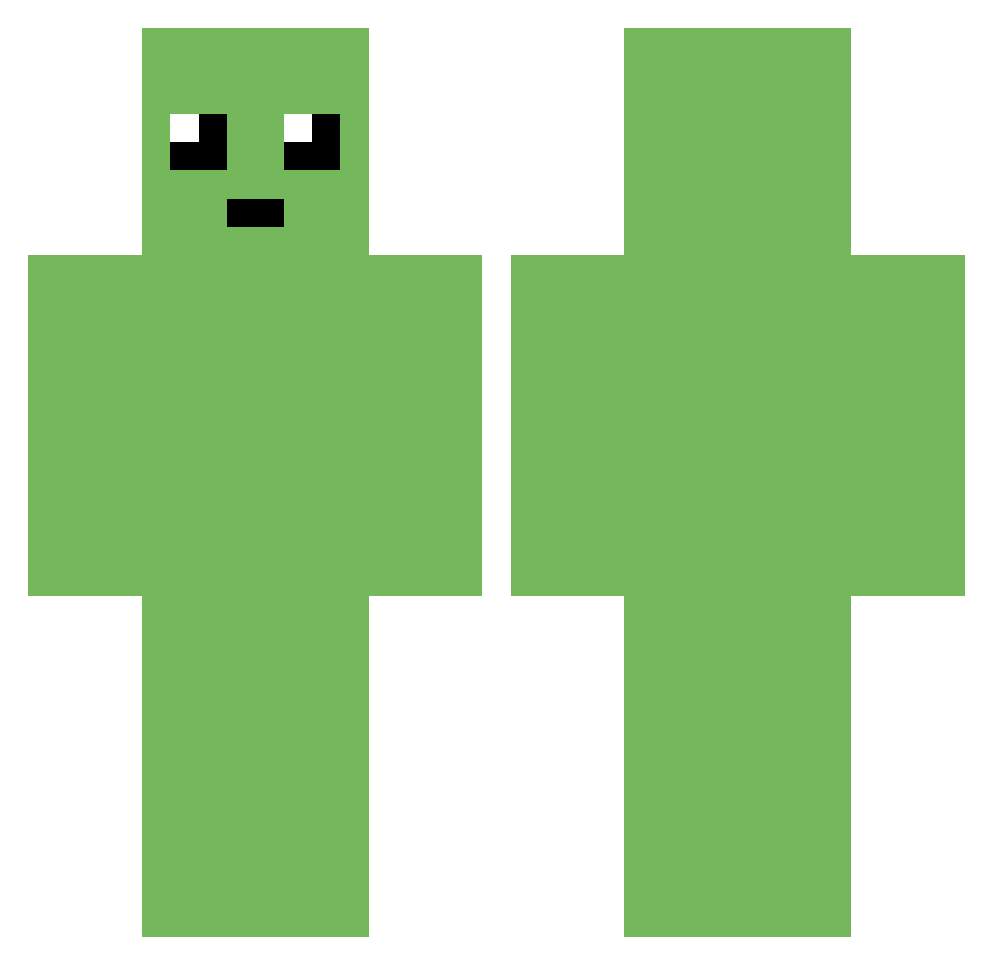 Wobloxter Minecraft skin, front and back view