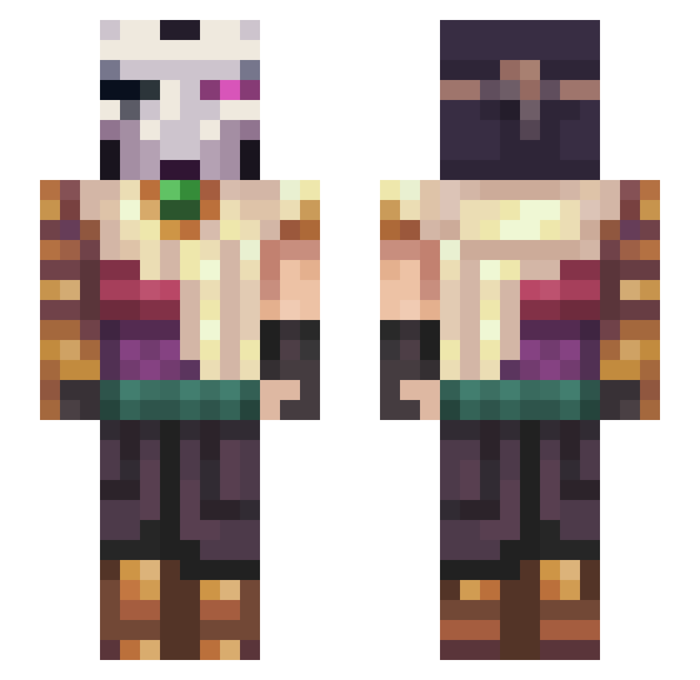 s0uk0ku Minecraft skin, front and back view