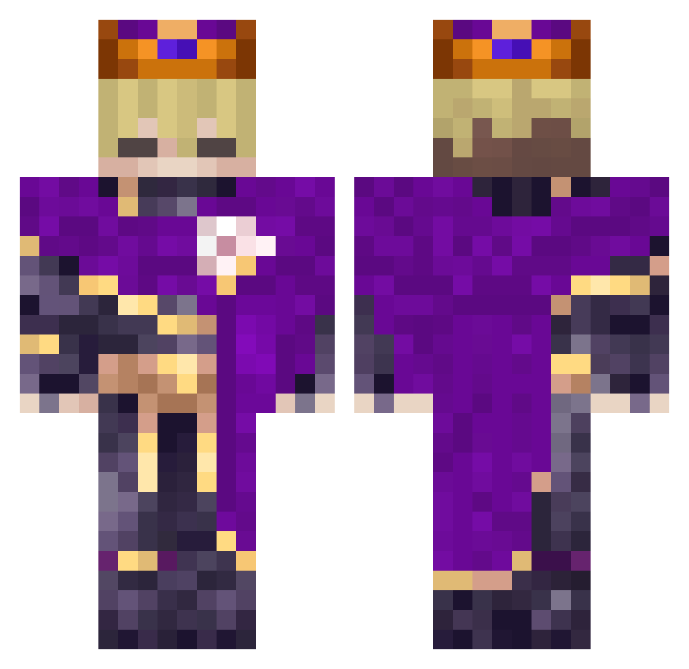 DorianDharma Minecraft skin, front and back view