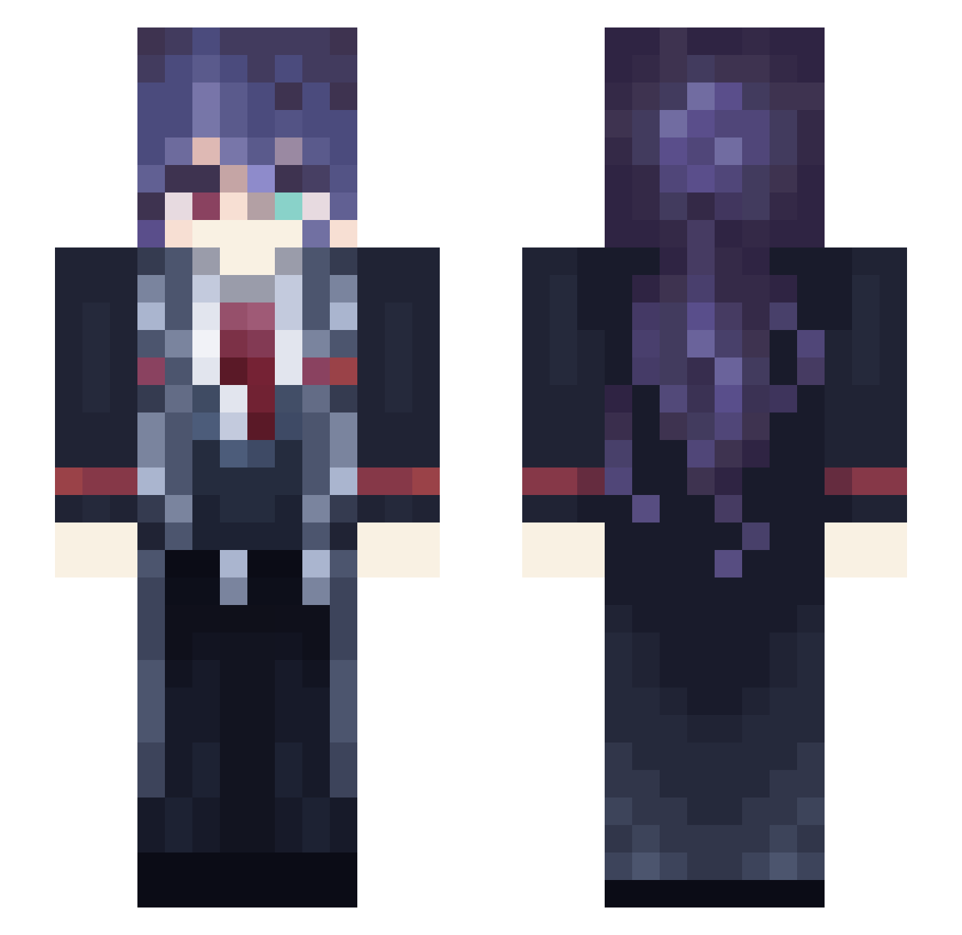 Tabbium Minecraft skin, front and back view