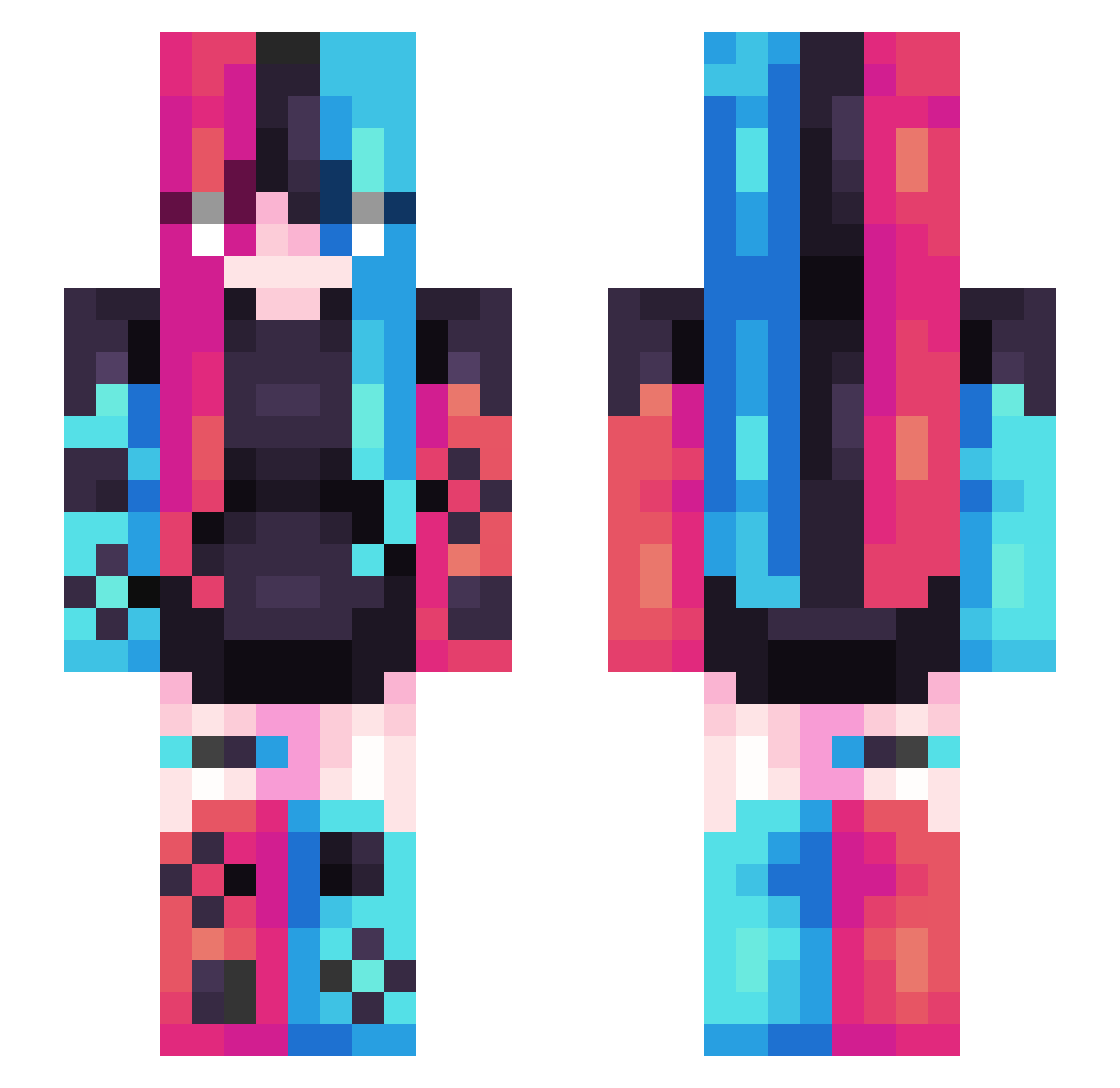NuMercy Minecraft skin, front and back view