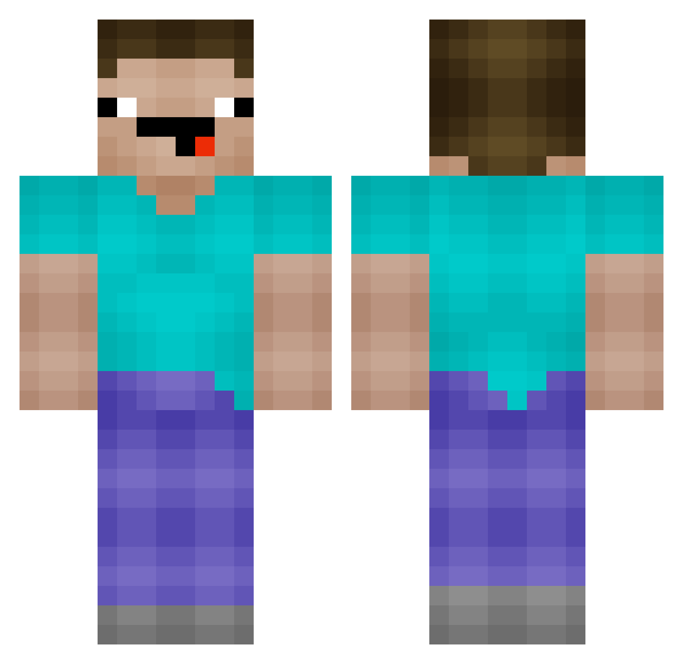 RealMicrowave Minecraft skin, front and back view