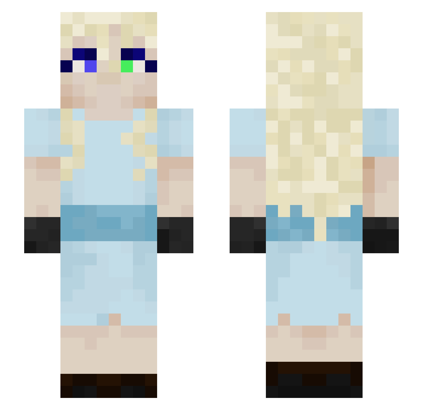 toulousewhiskers Minecraft skin, front and back view