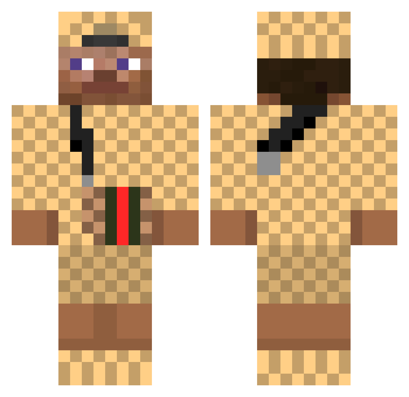 Dinosausia Minecraft skin, front and back view