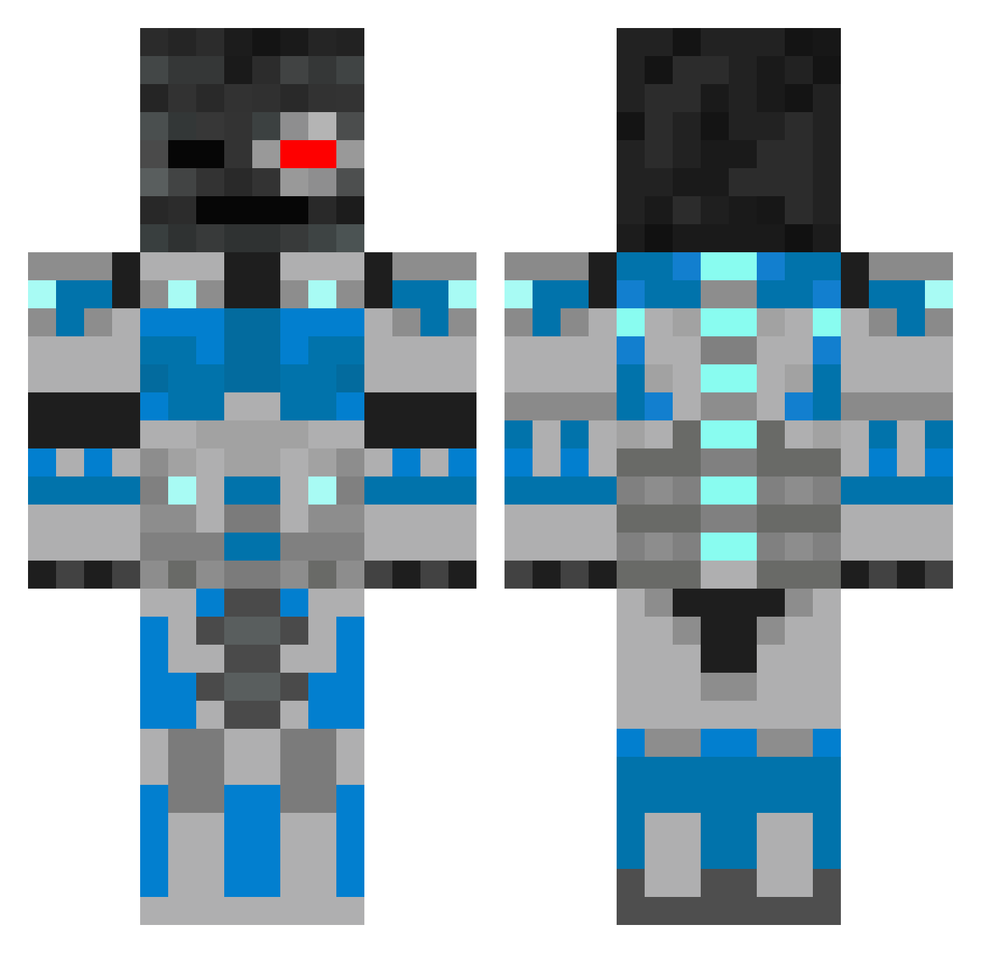 SilverPyro_ Minecraft skin, front and back view