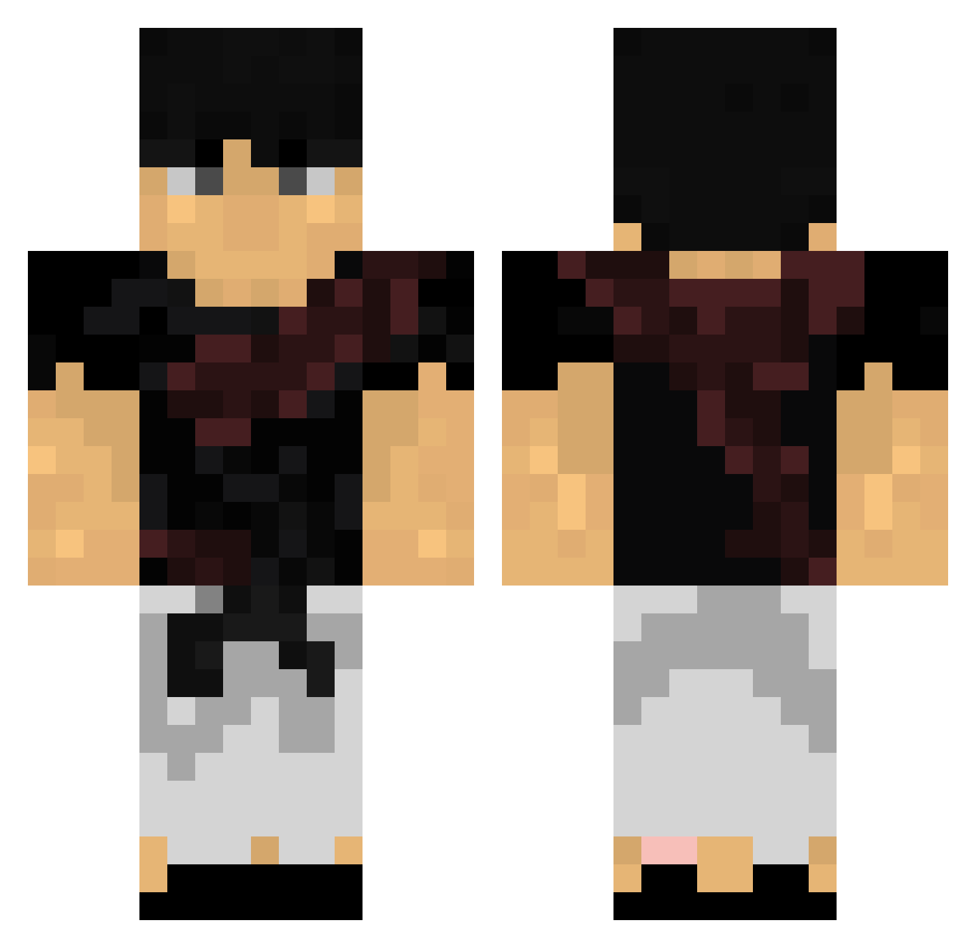 Zeddgrayhem Minecraft skin, front and back view