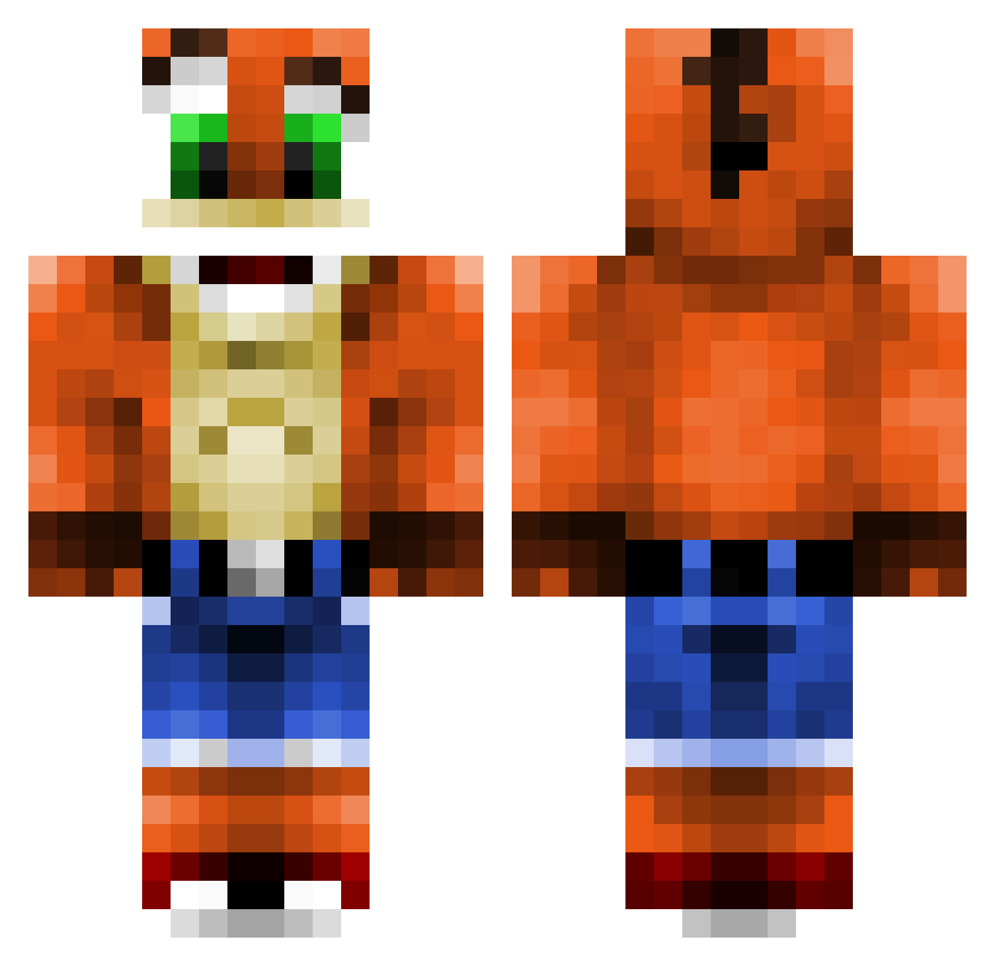 Halheliosian Minecraft skin, front and back view