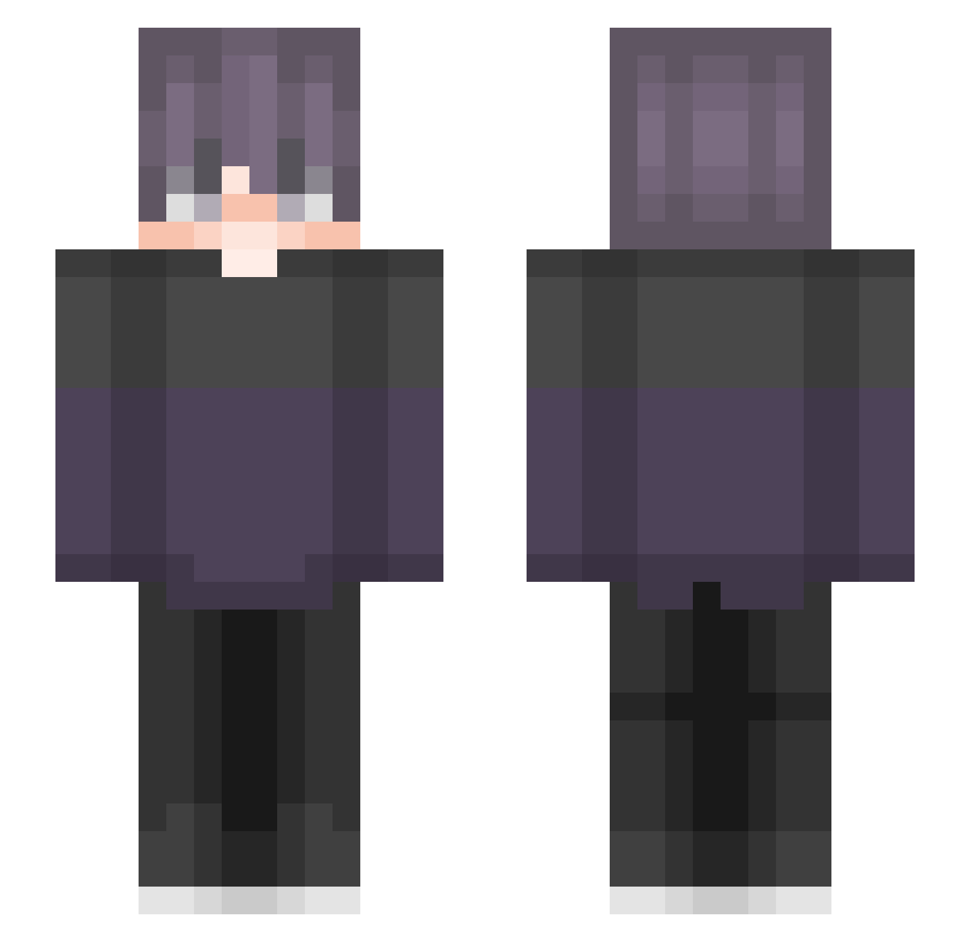 StarryAshes Minecraft skin, front and back view