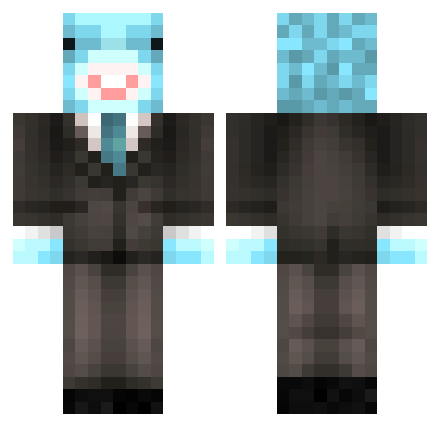 Quin0u Minecraft skin, front and back view