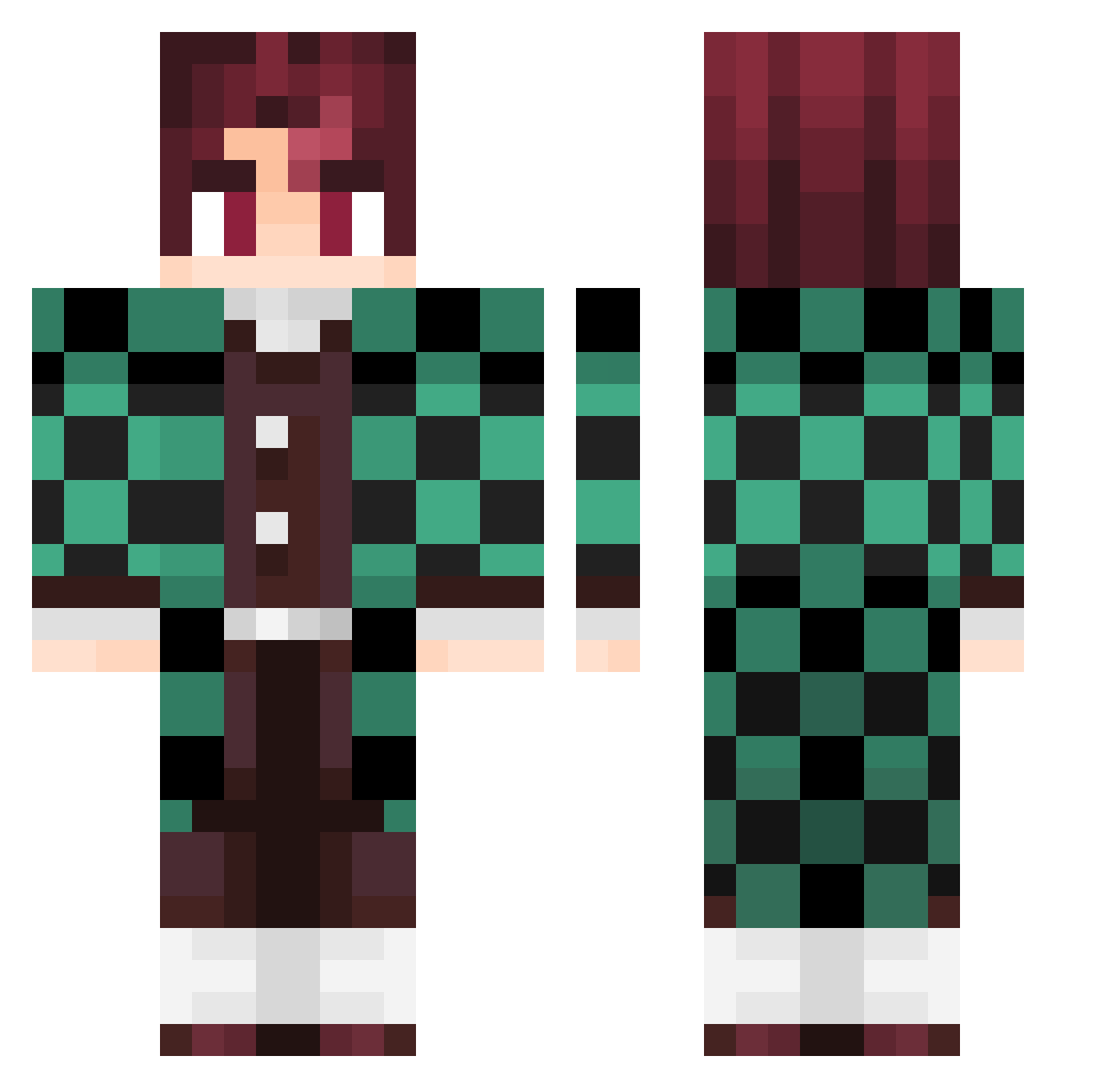 Alex_LavaCreeper Minecraft skin, front and back view