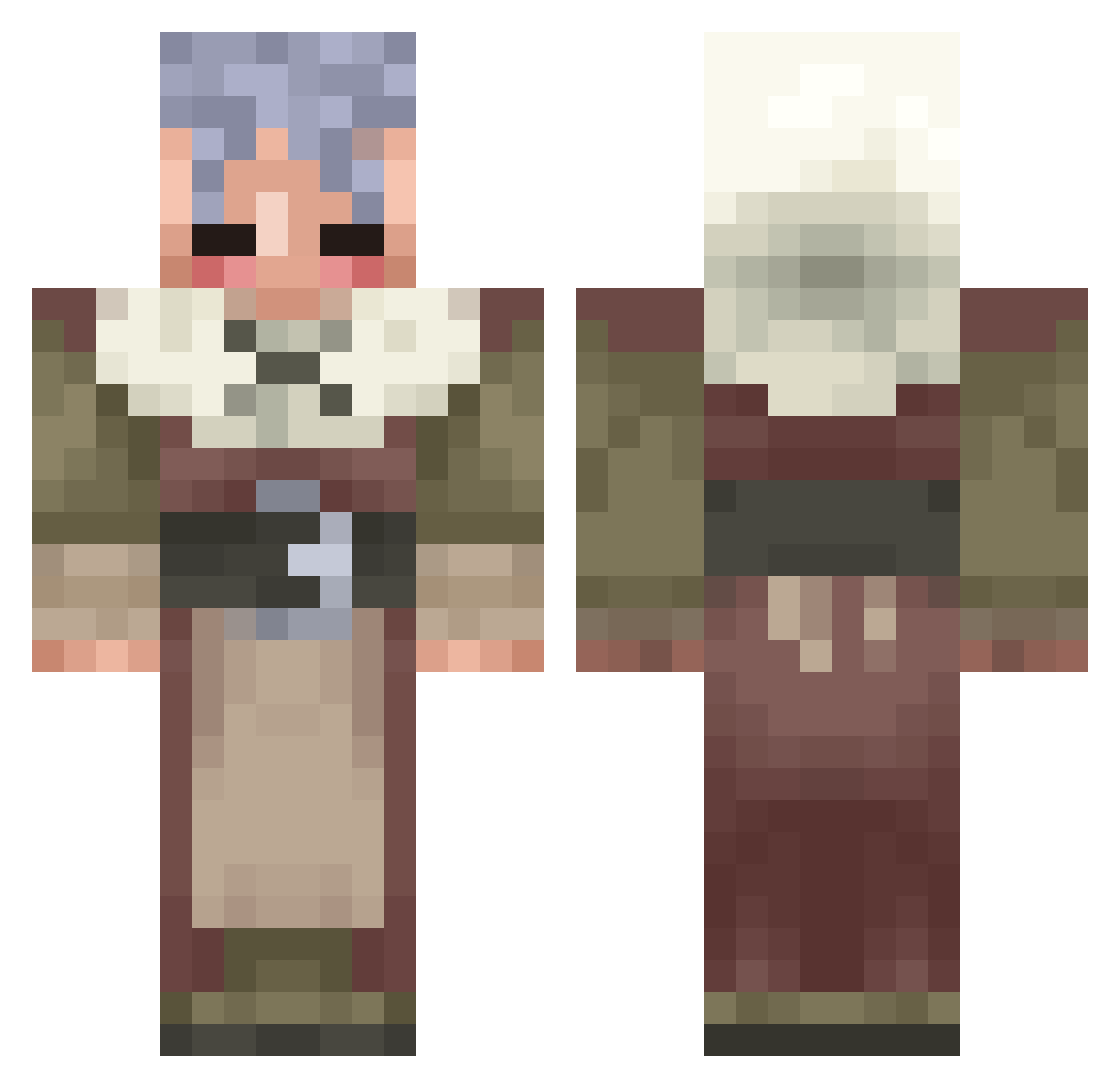 Carneau Minecraft skin, front and back view