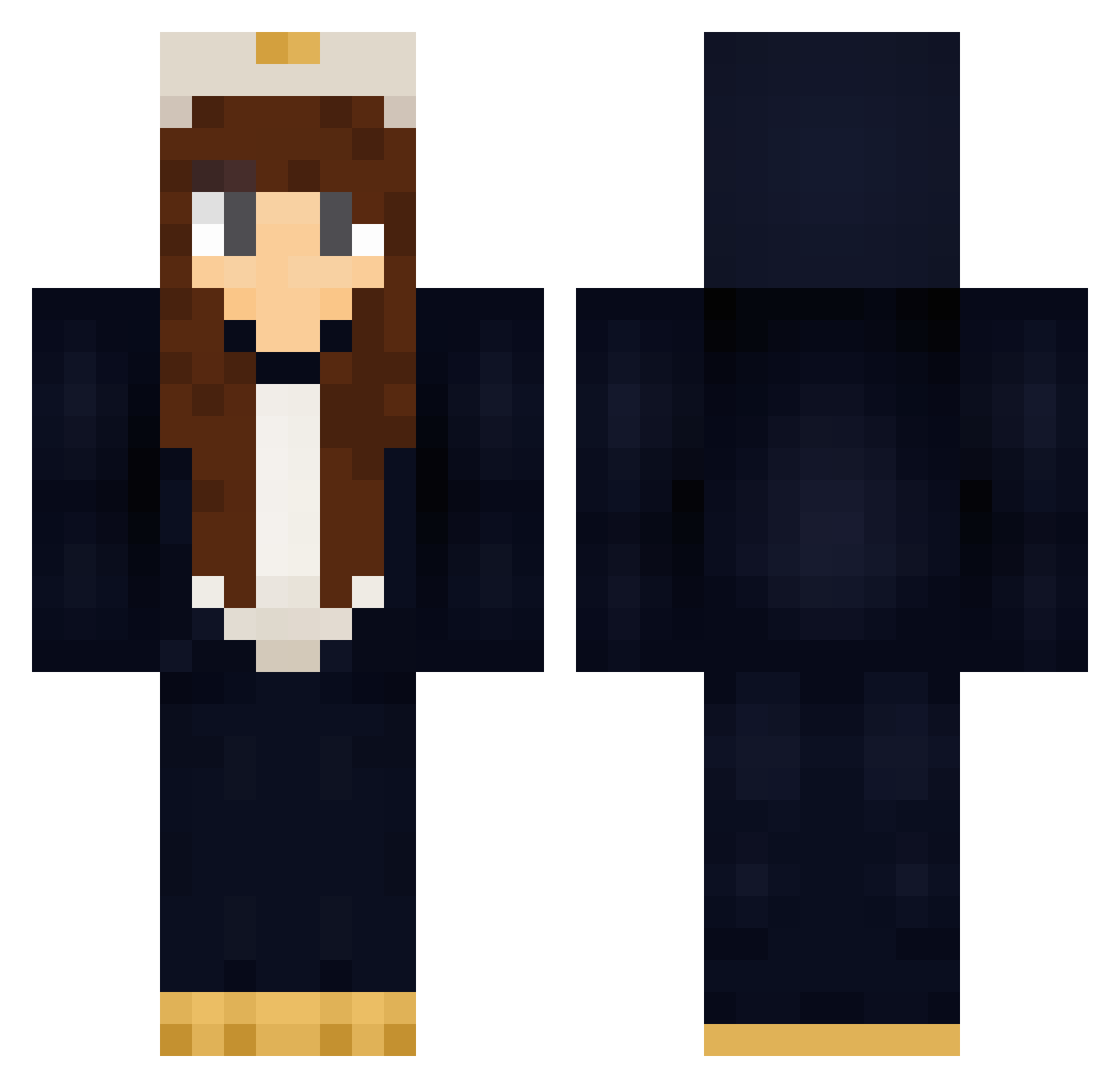 Redesigned Minecraft skin, front and back view