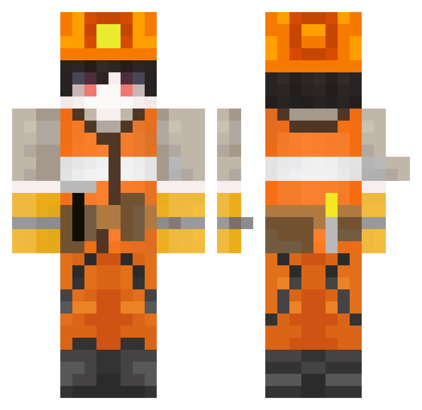 JusDeZinZin Minecraft skin, front and back view