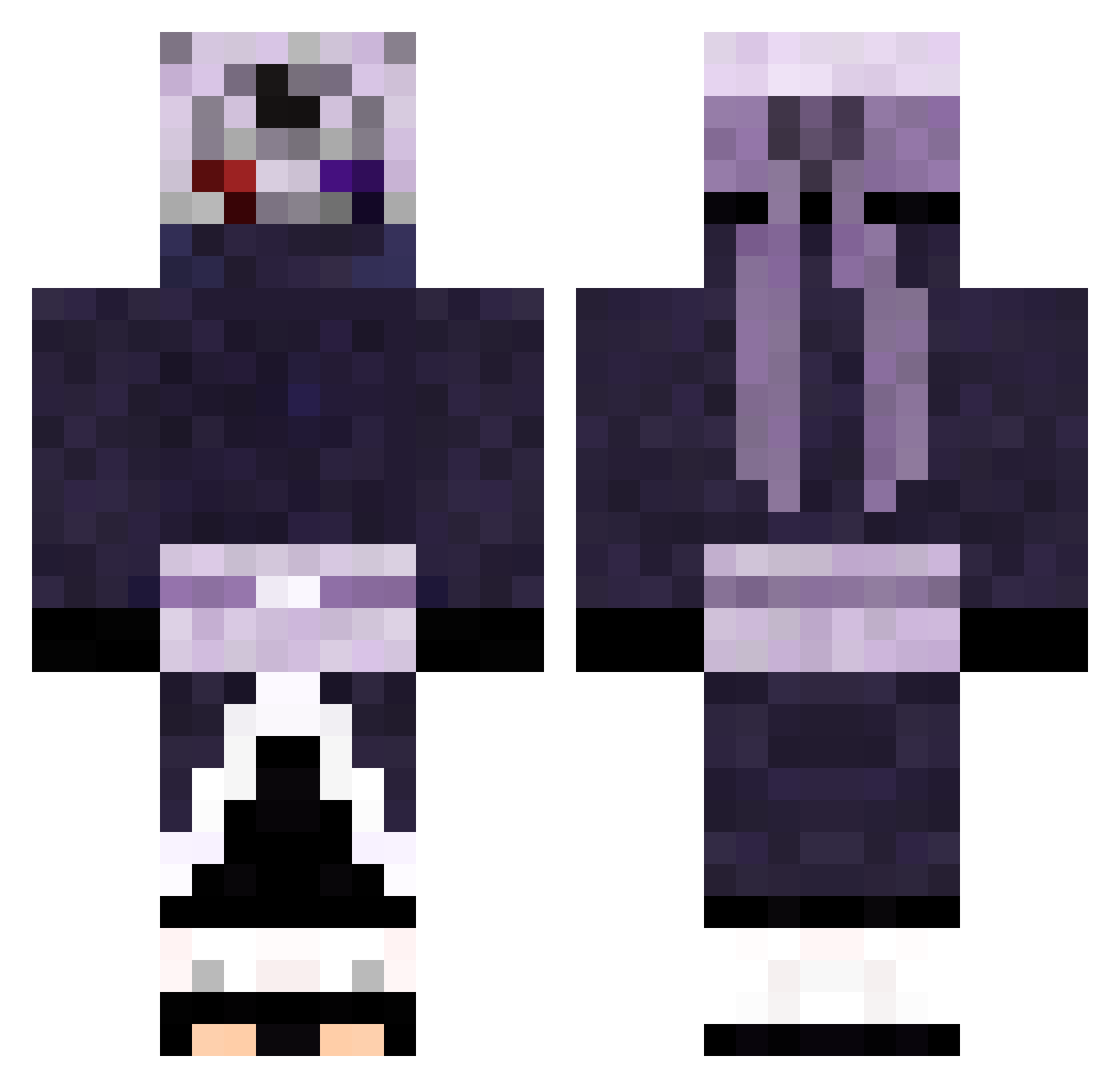 Purple43 Minecraft skin, front and back view