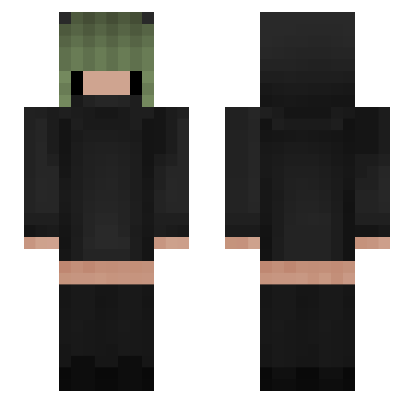 Tres Minecraft skin, front and back view