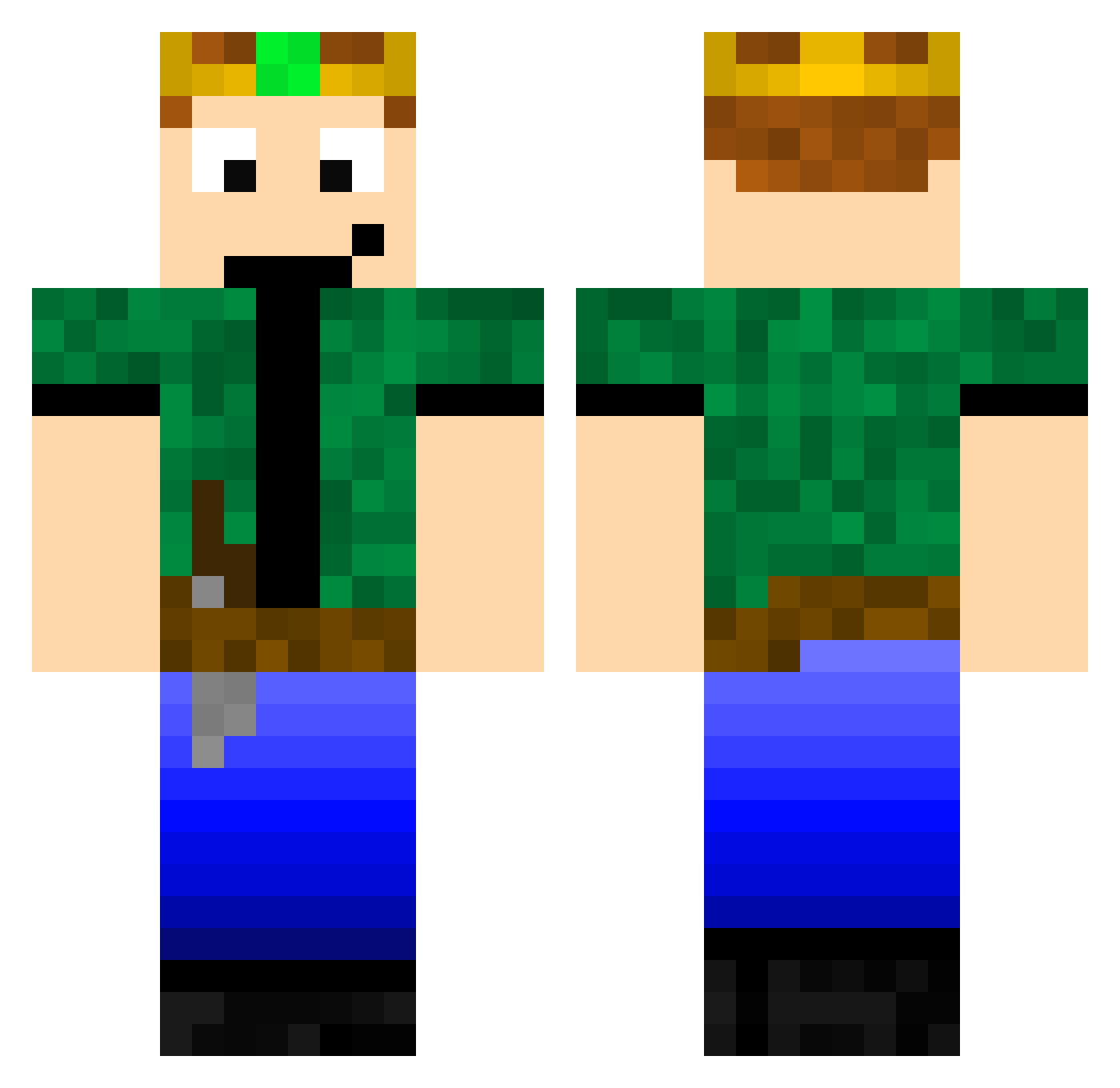 theop123 Minecraft skin, front and back view
