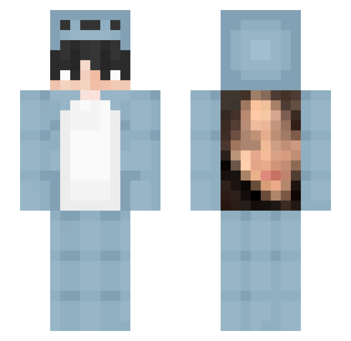 agorapp Minecraft skin, front and back view