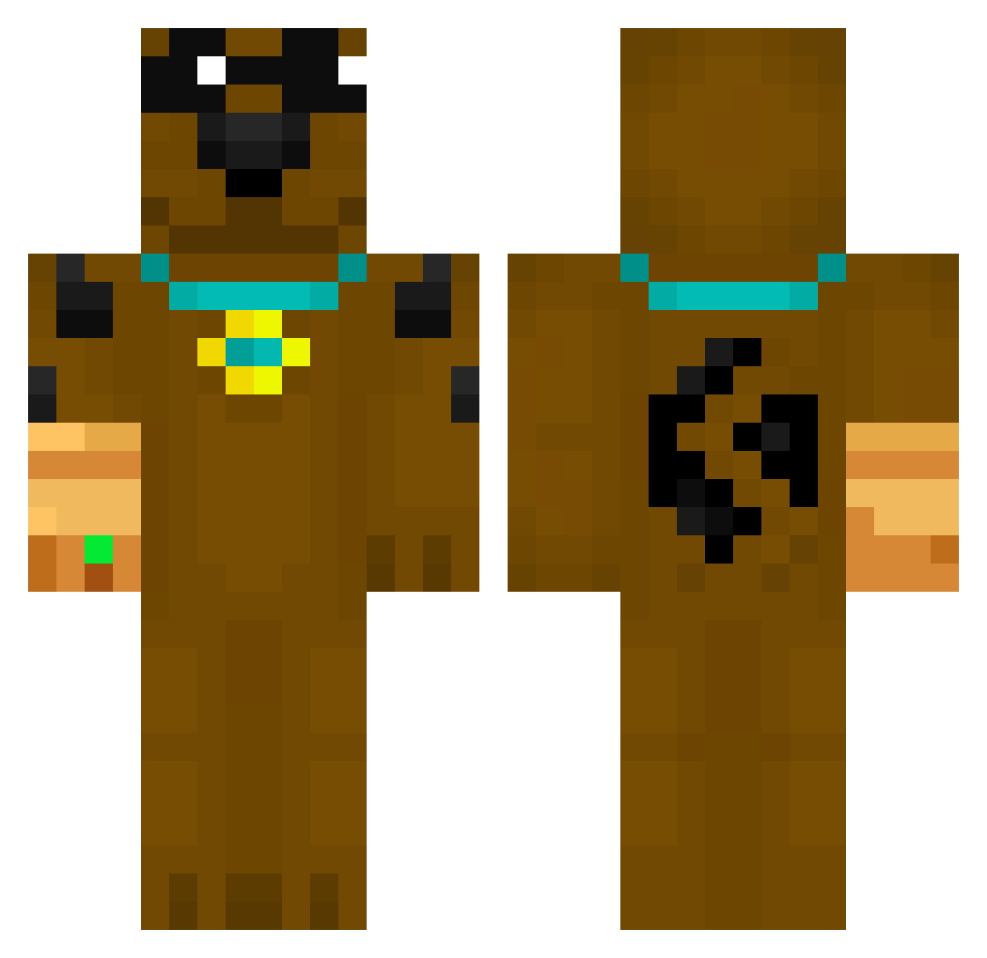 AgentYuki Minecraft skin, front and back view