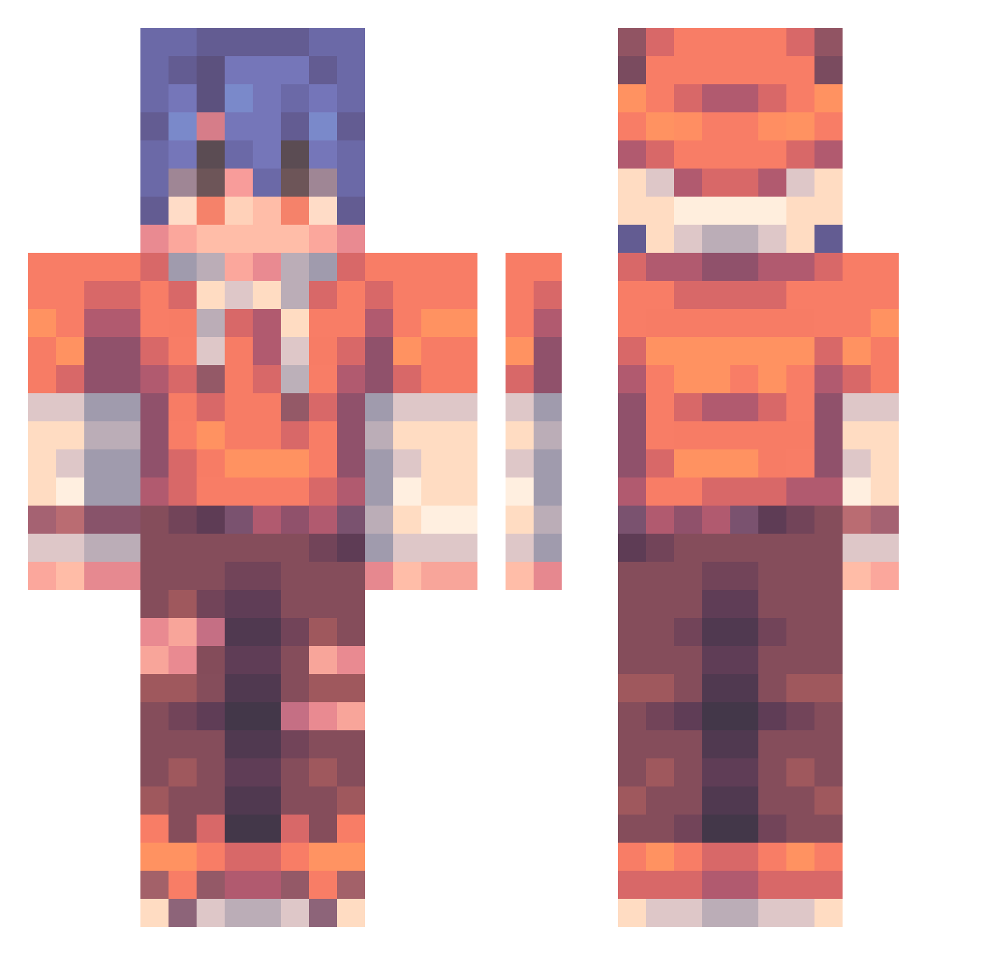 yogthog Minecraft skin, front and back view