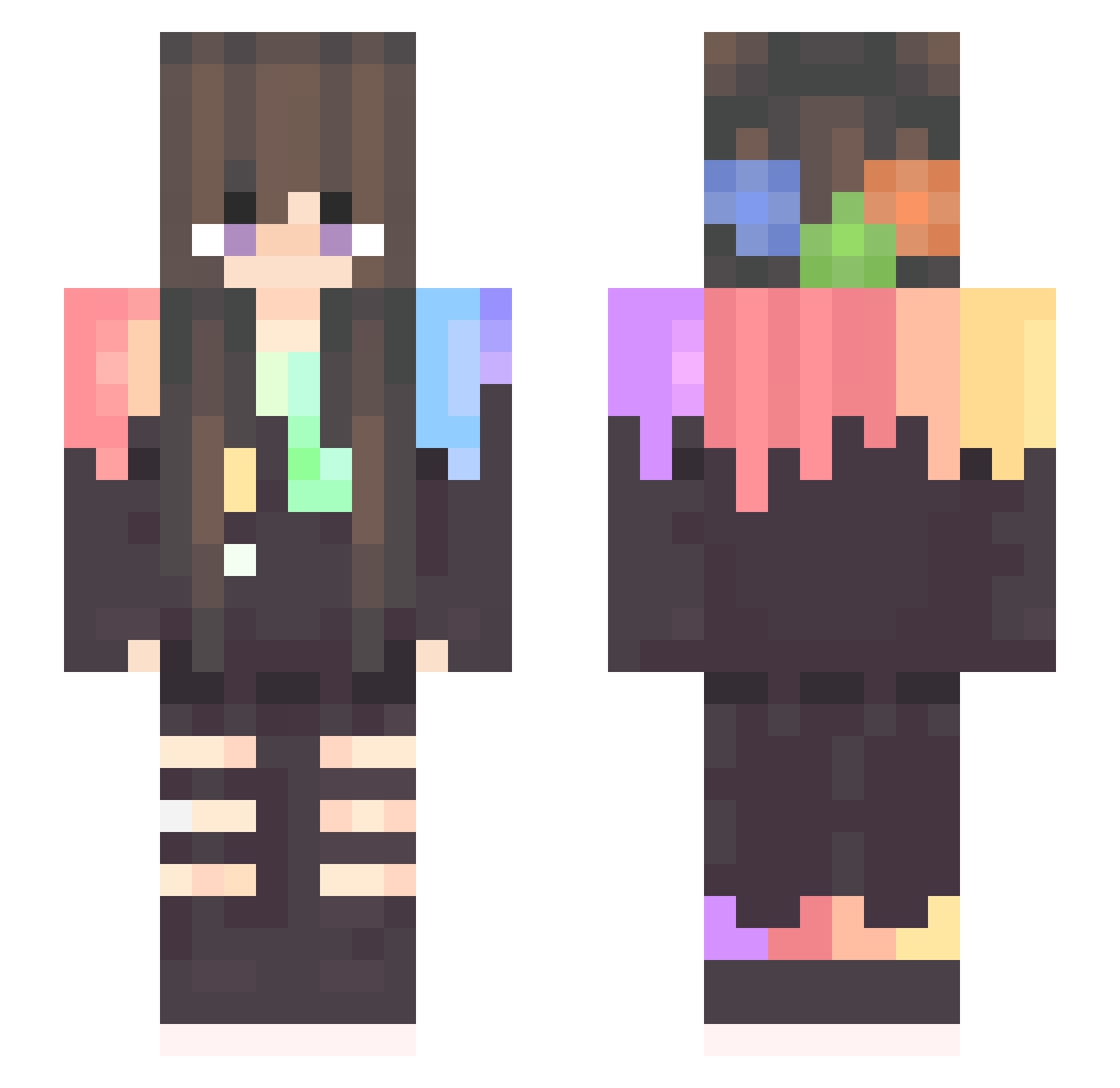 Recasts Minecraft skin, front and back view