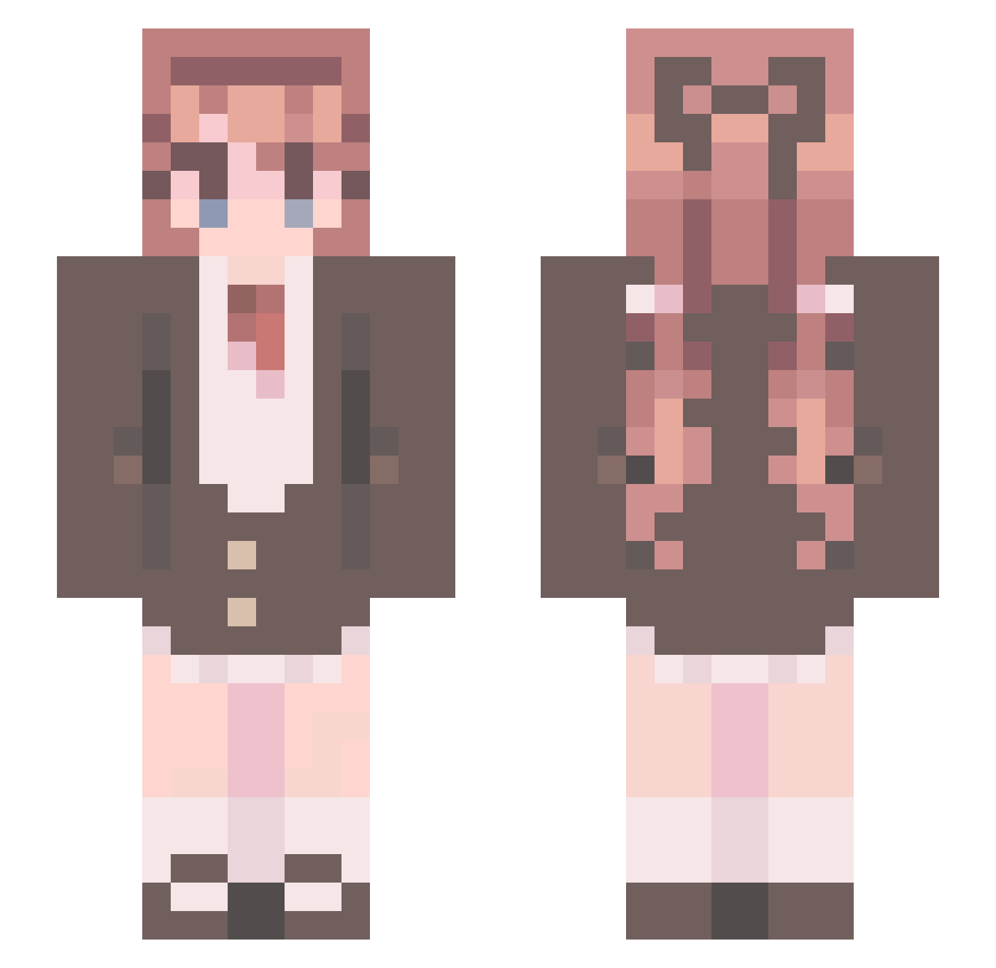 charleebb Minecraft skin, front and back view
