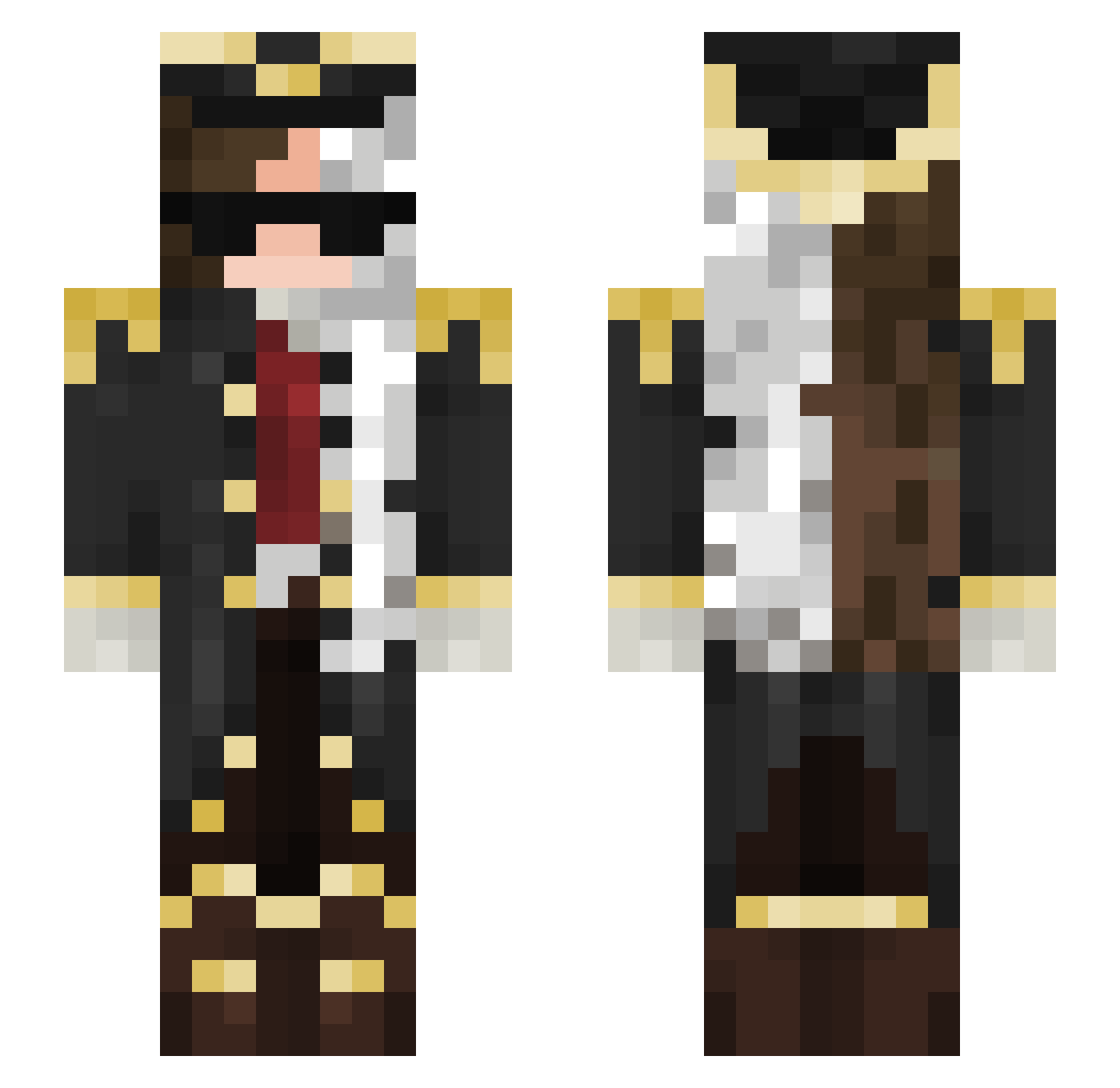 CaptainPuffy Minecraft skin, front and back view