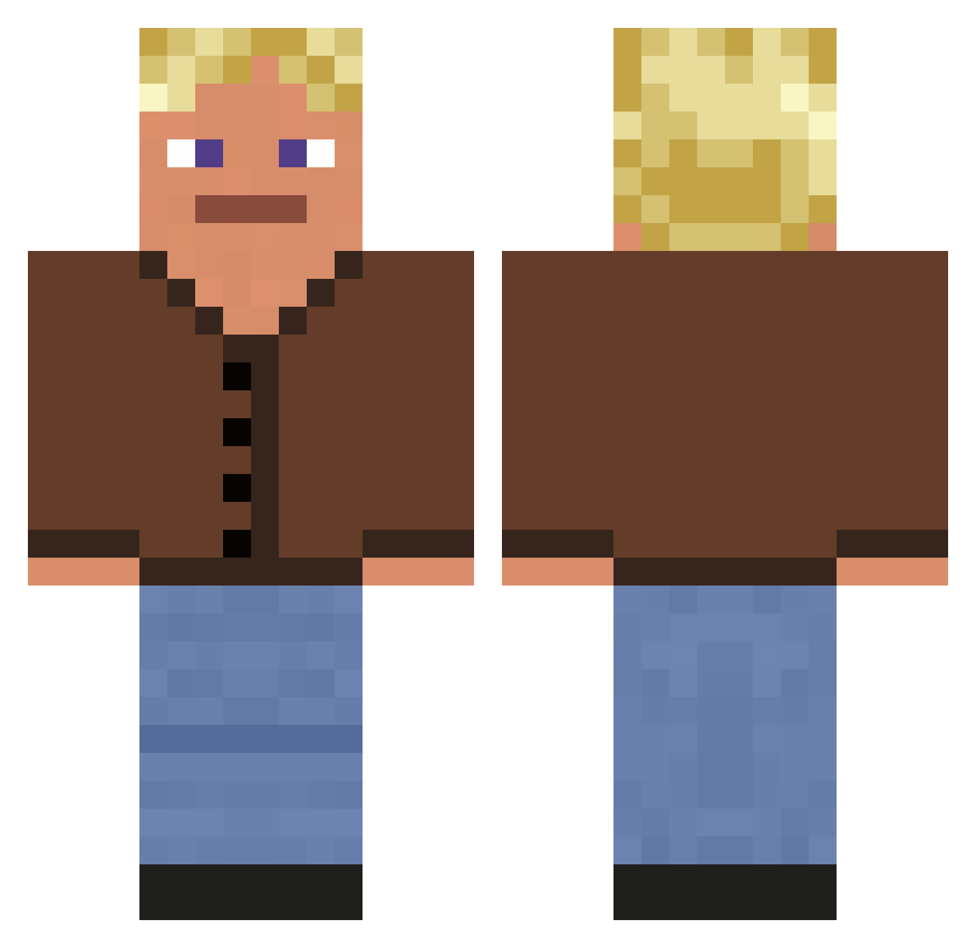 Zedaph Minecraft skin, front and back view
