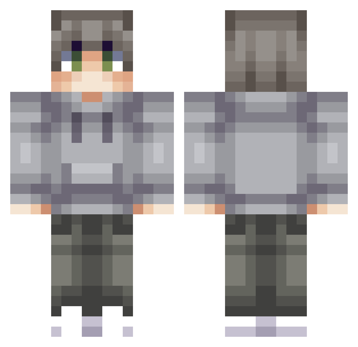 ScottyScreams Minecraft skin, front and back view