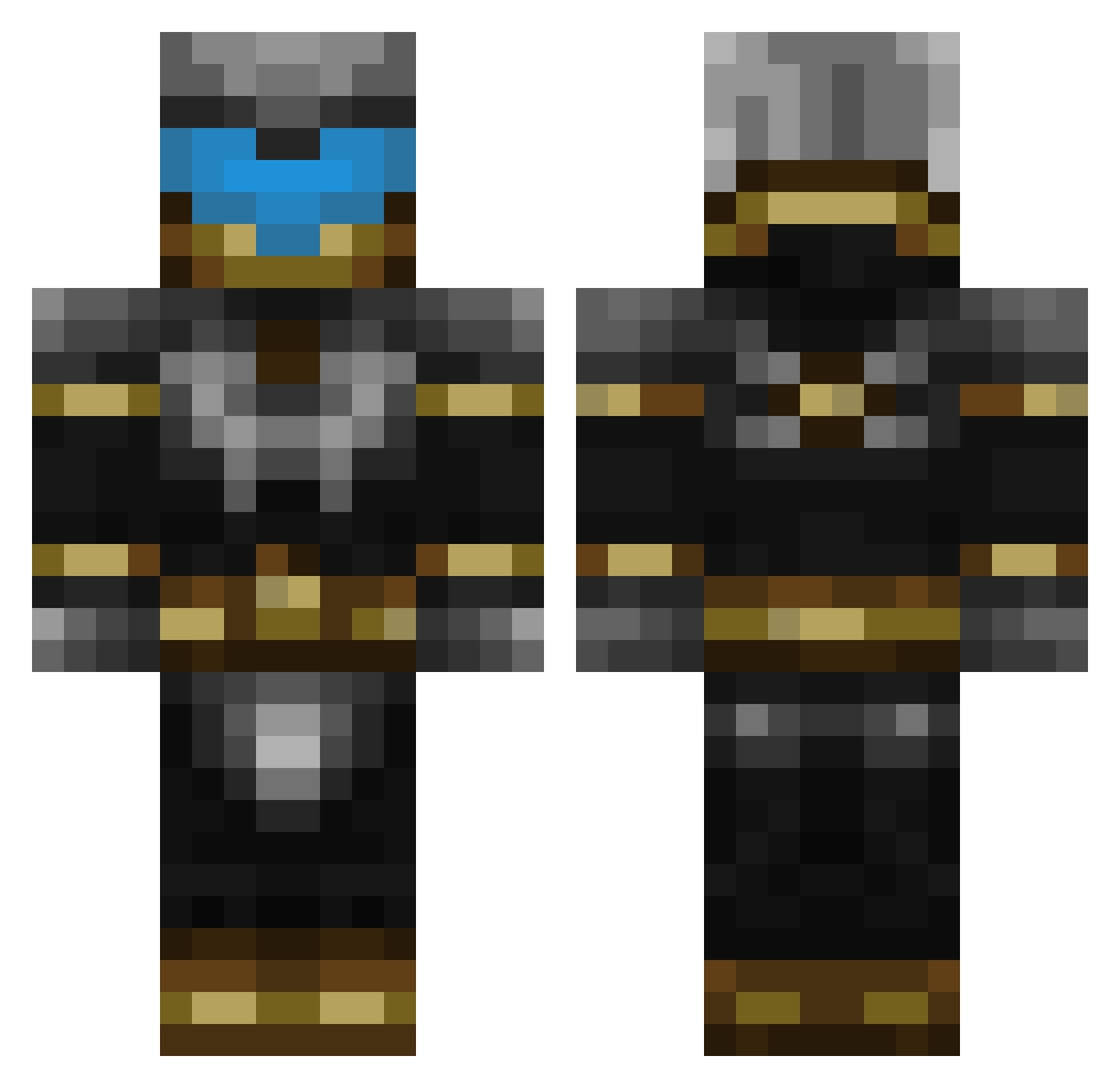 unconscious Minecraft skin, front and back view