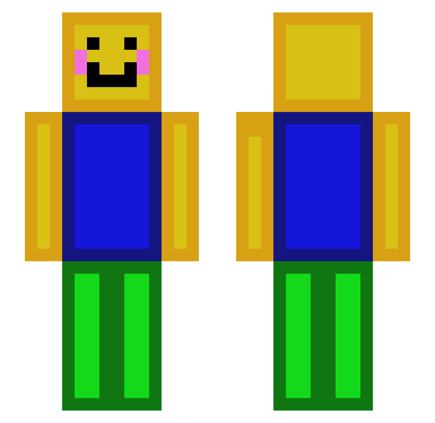 imposterp2 Minecraft skin, front and back view