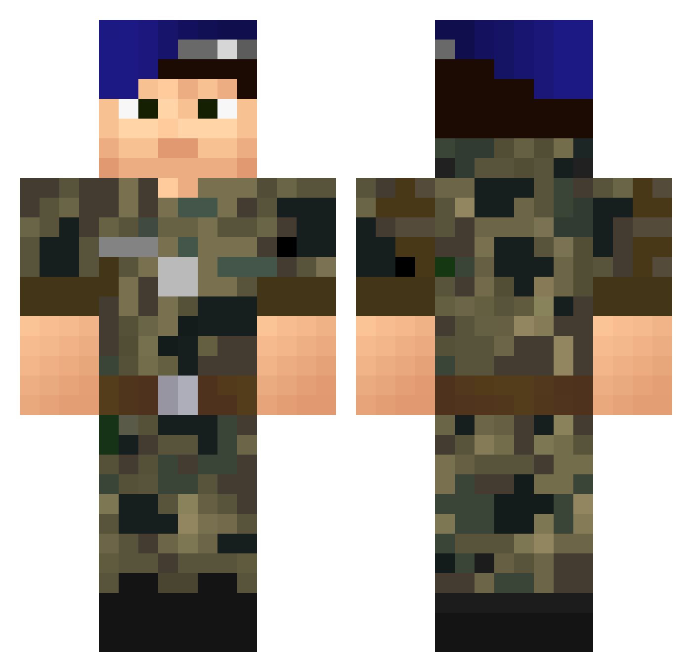 Pepe_vsh Minecraft skin, front and back view