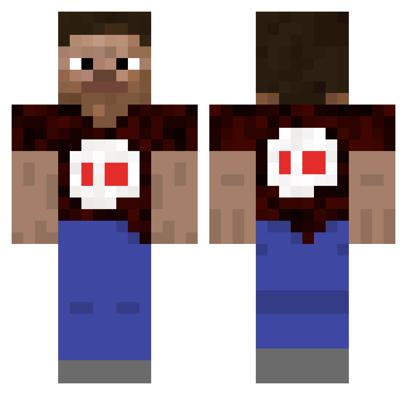 R7oom Minecraft skin, front and back view