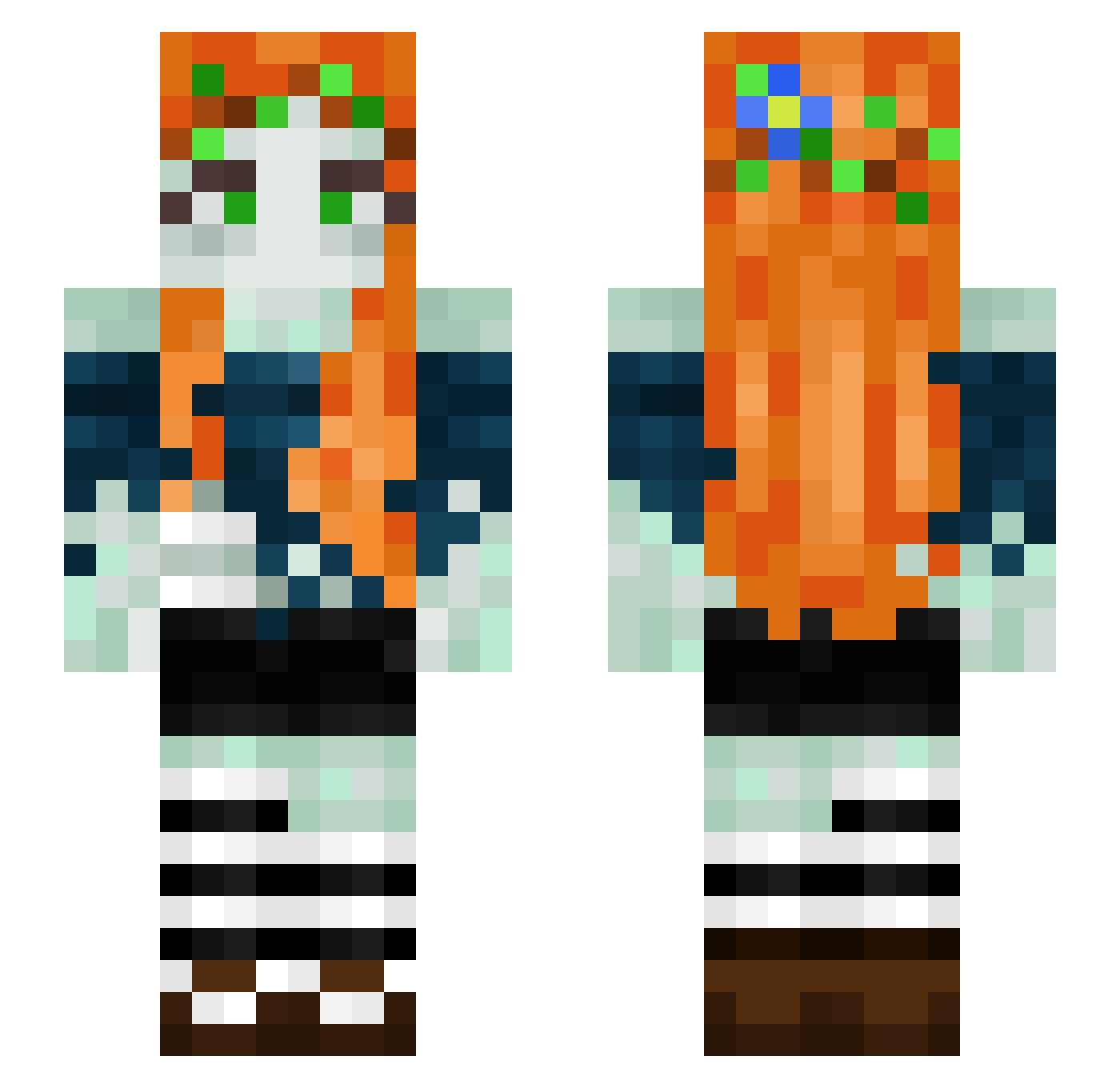ZombieCleo Minecraft skin, front and back view