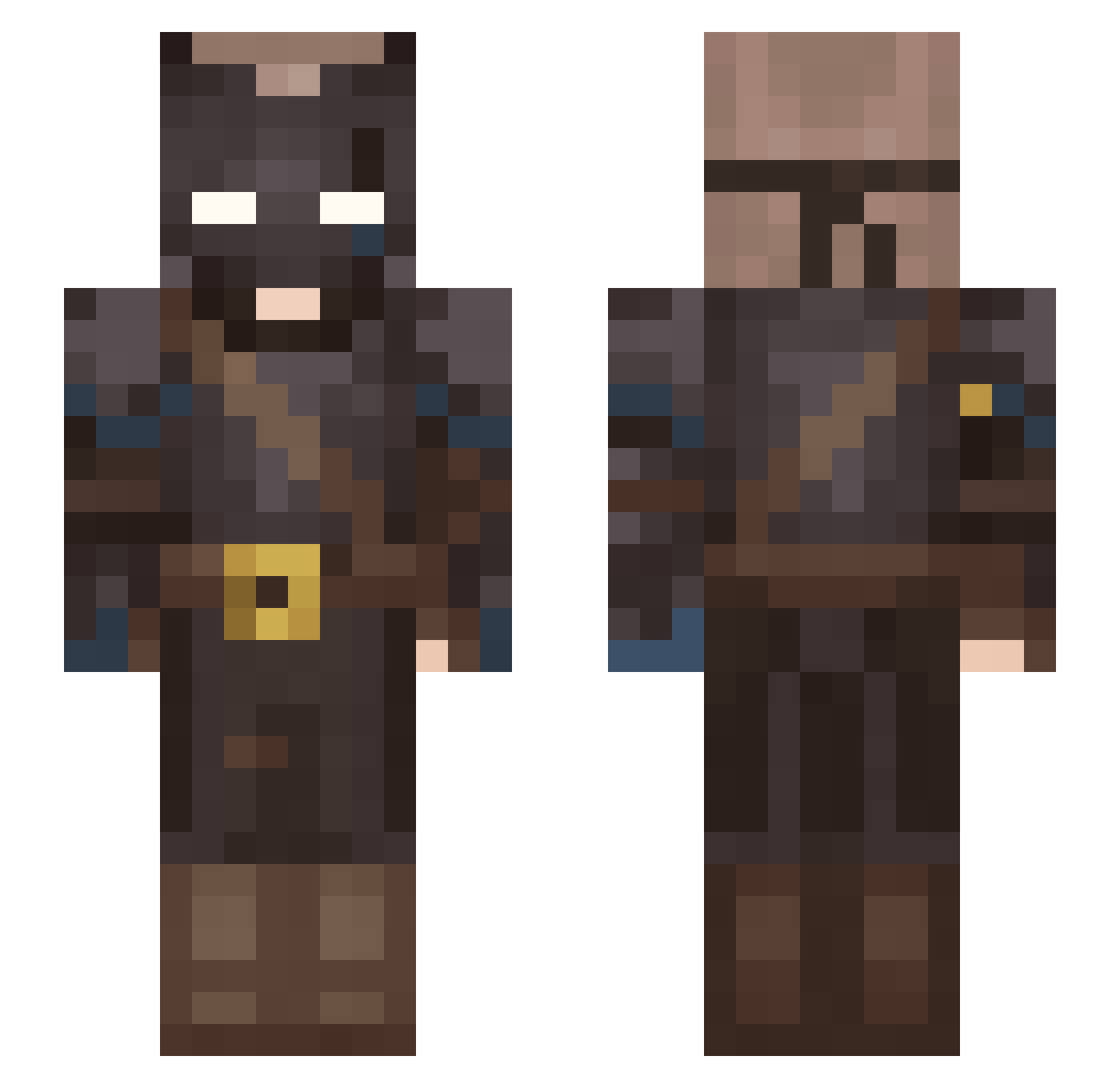 Solcedic Minecraft skin, front and back view