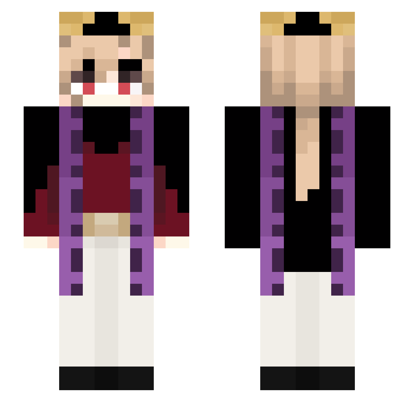 A1du1n Minecraft skin, front and back view