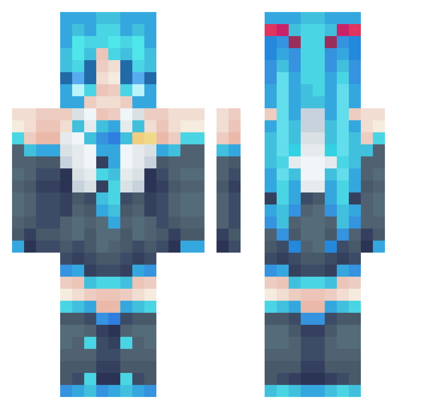 XilliaLoL Minecraft skin, front and back view