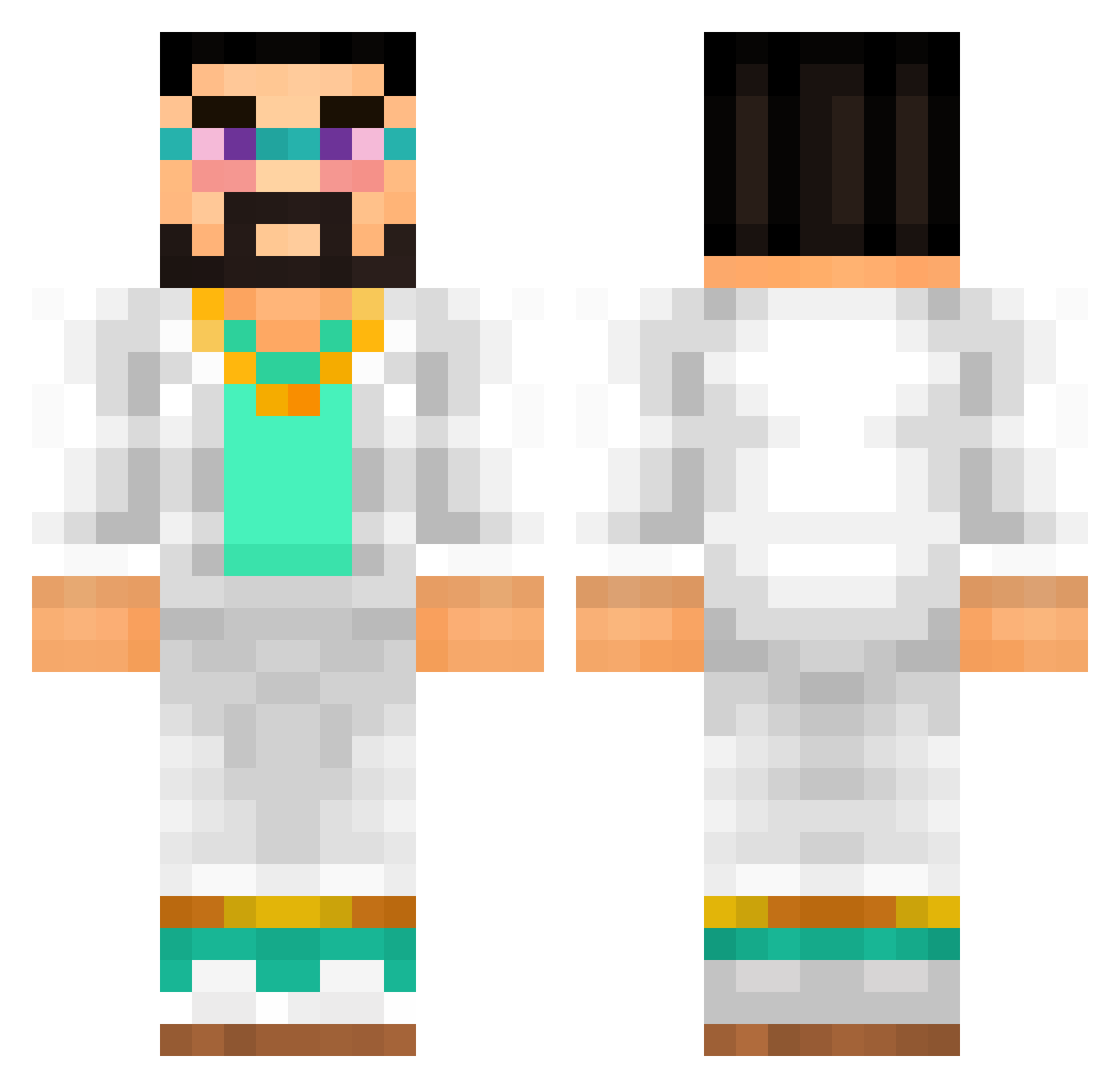 VintageBeef Minecraft skin, front and back view