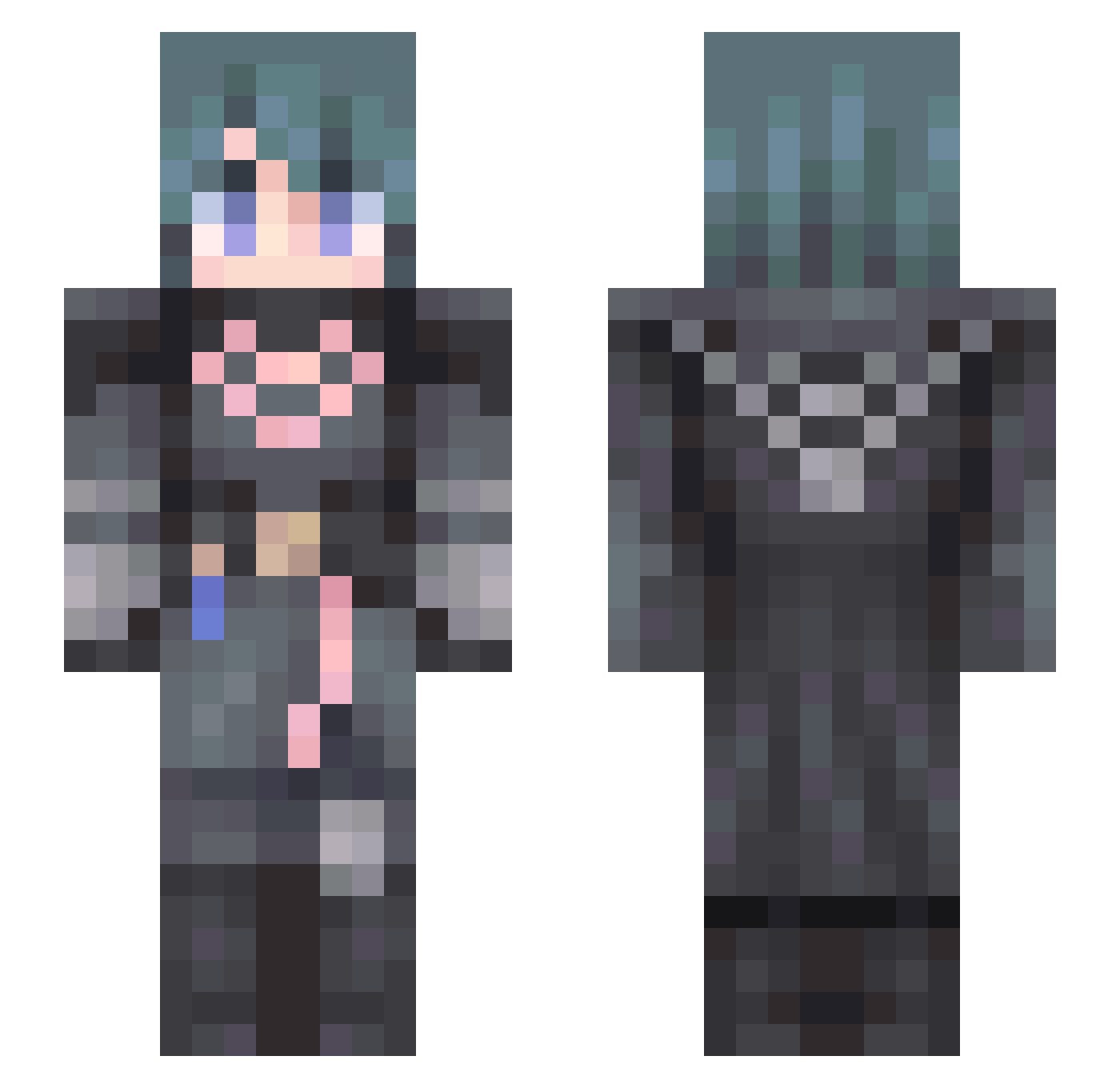 Turboom Minecraft skin, front and back view