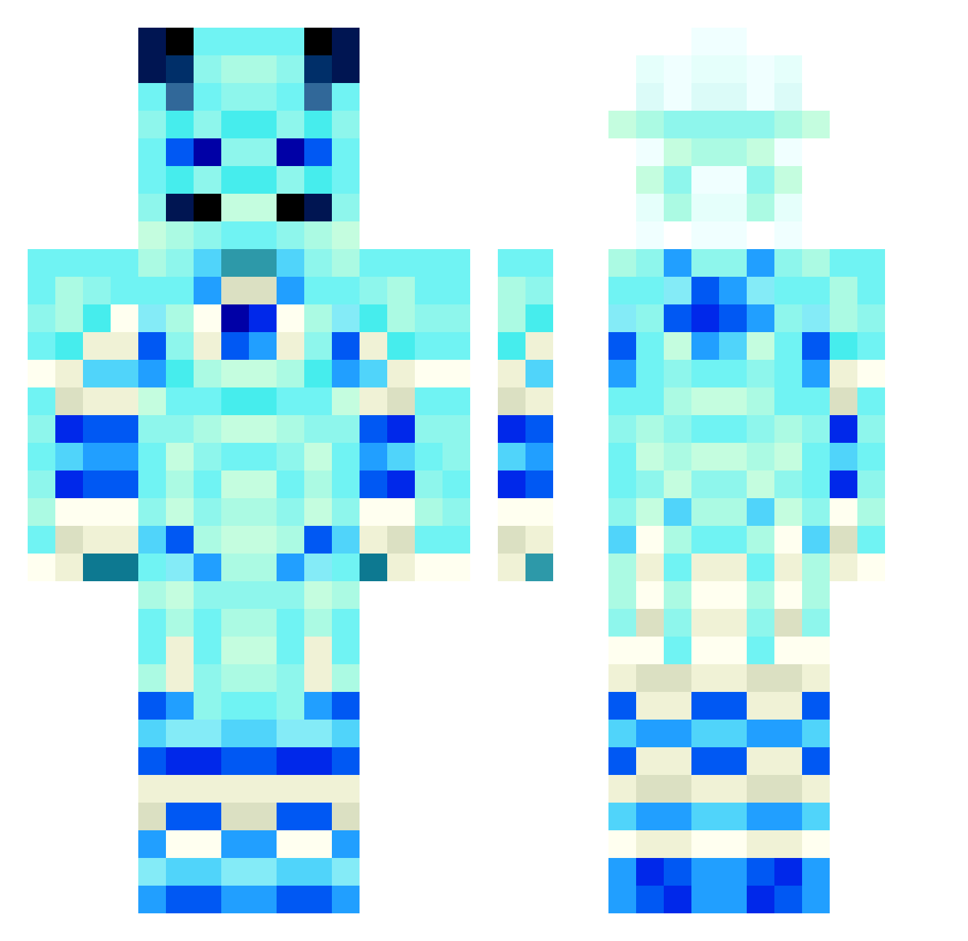 Xres687 Minecraft skin, front and back view