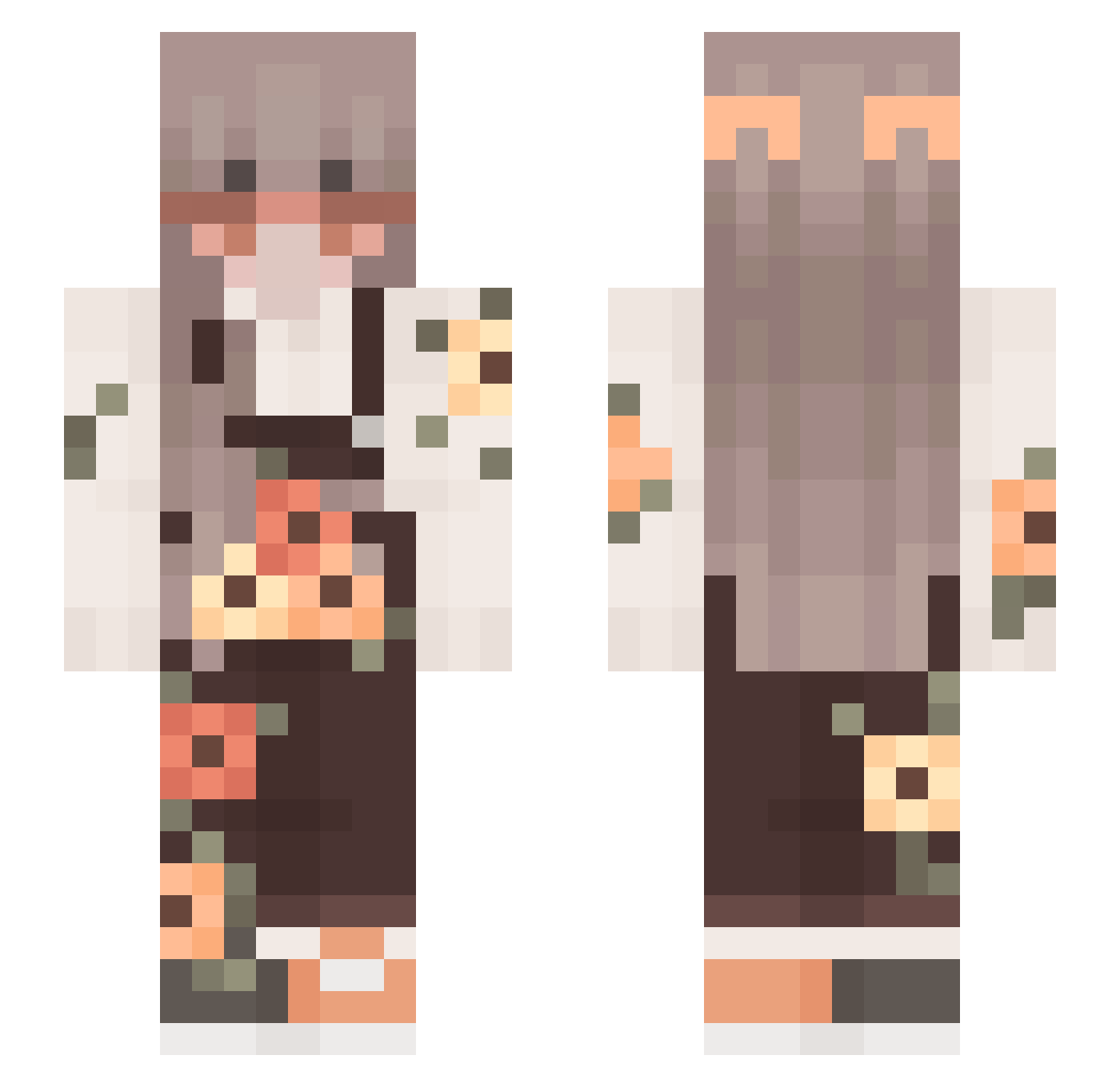 Opakasroosas Minecraft skin, front and back view