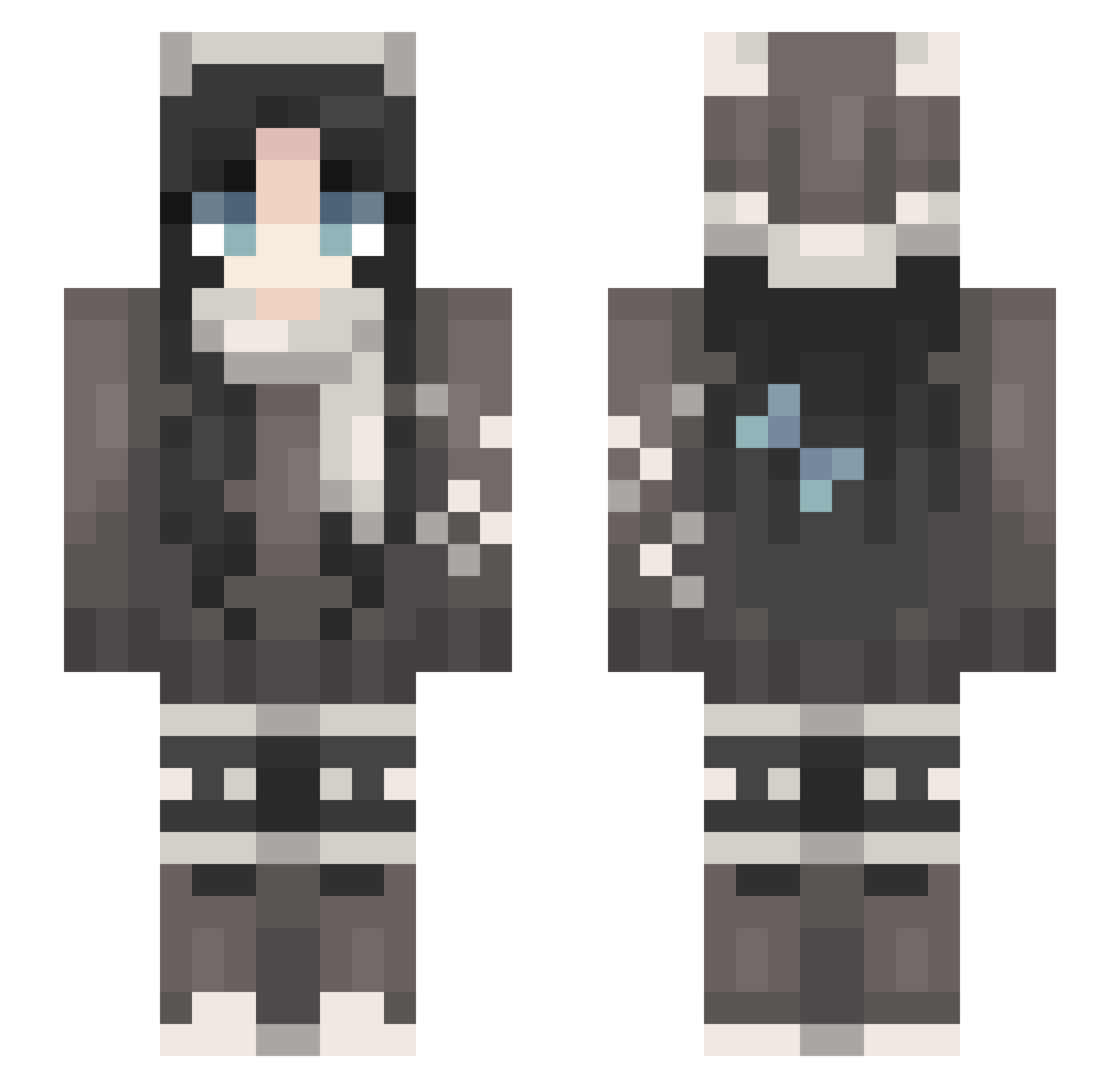 Shredding Minecraft skin, front and back view