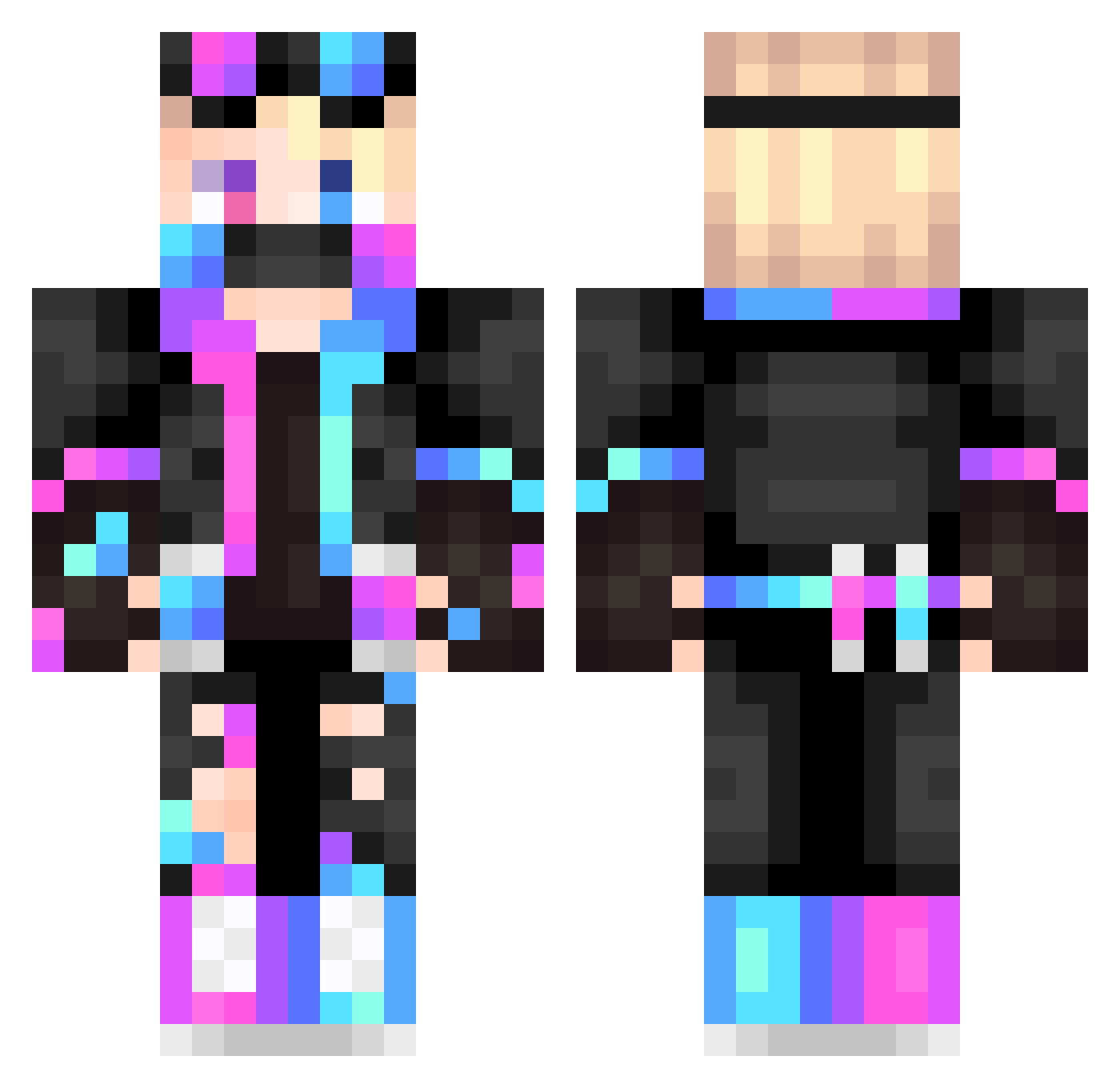 HaYaMoShi Minecraft skin, front and back view