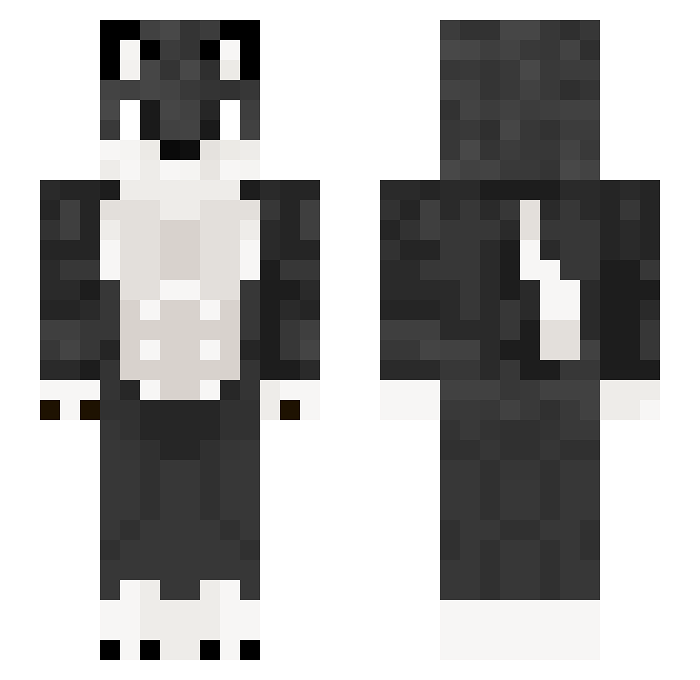 DoctorShy17 Minecraft skin, front and back view
