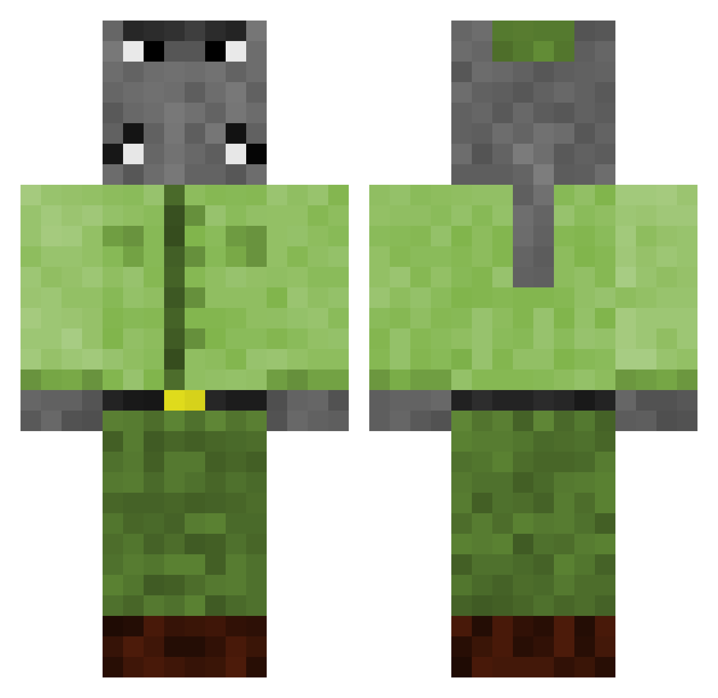 HabibiDug Minecraft skin, front and back view
