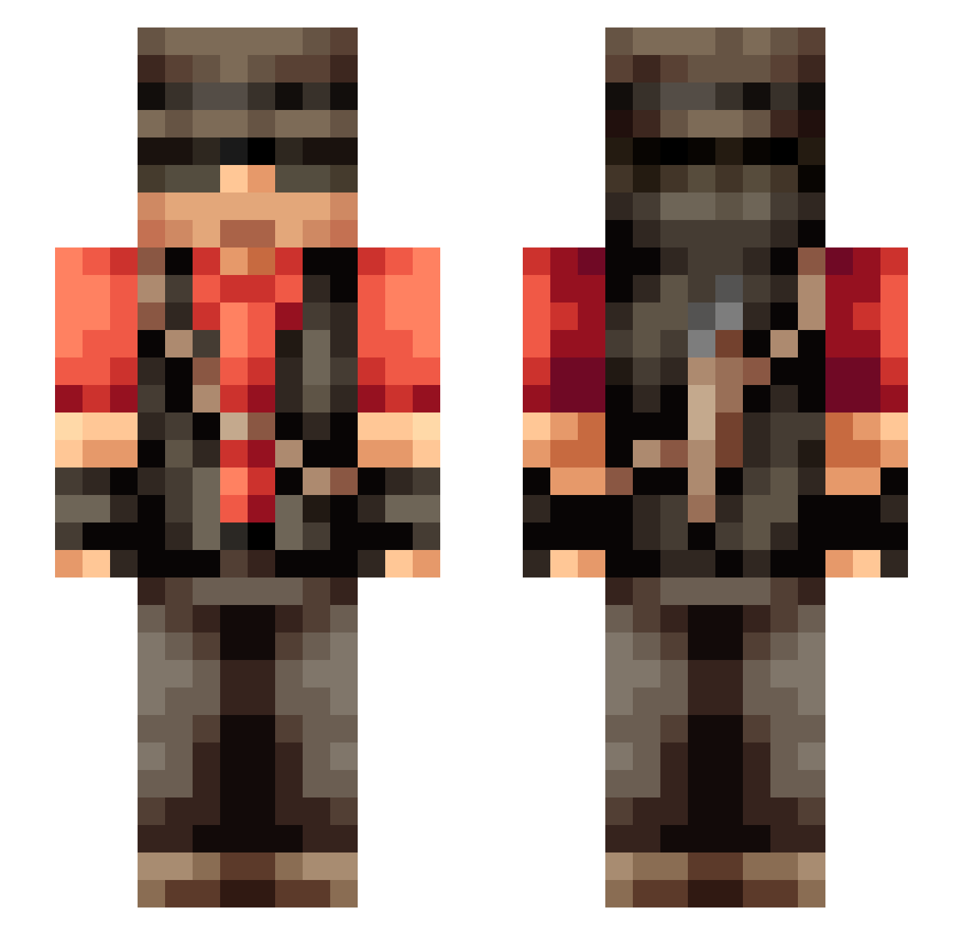 Periplaneta Minecraft skin, front and back view