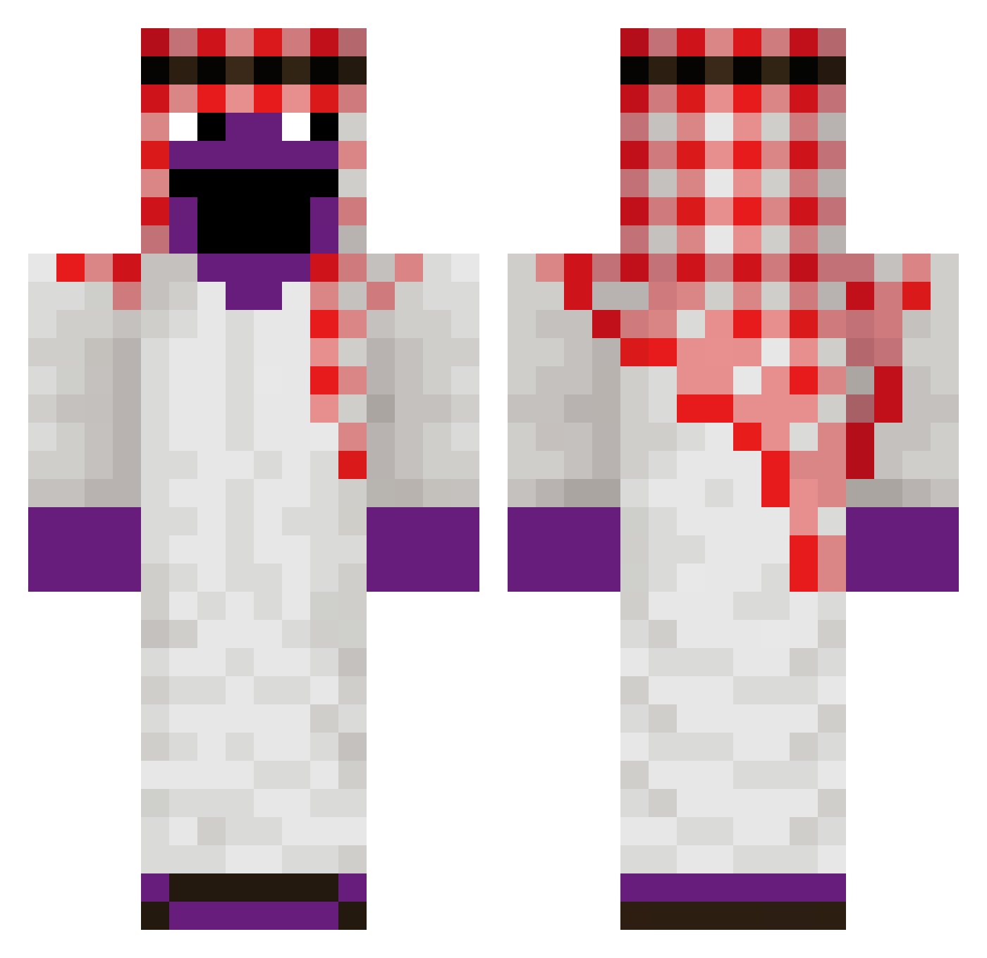 Shispy Minecraft skin, front and back view