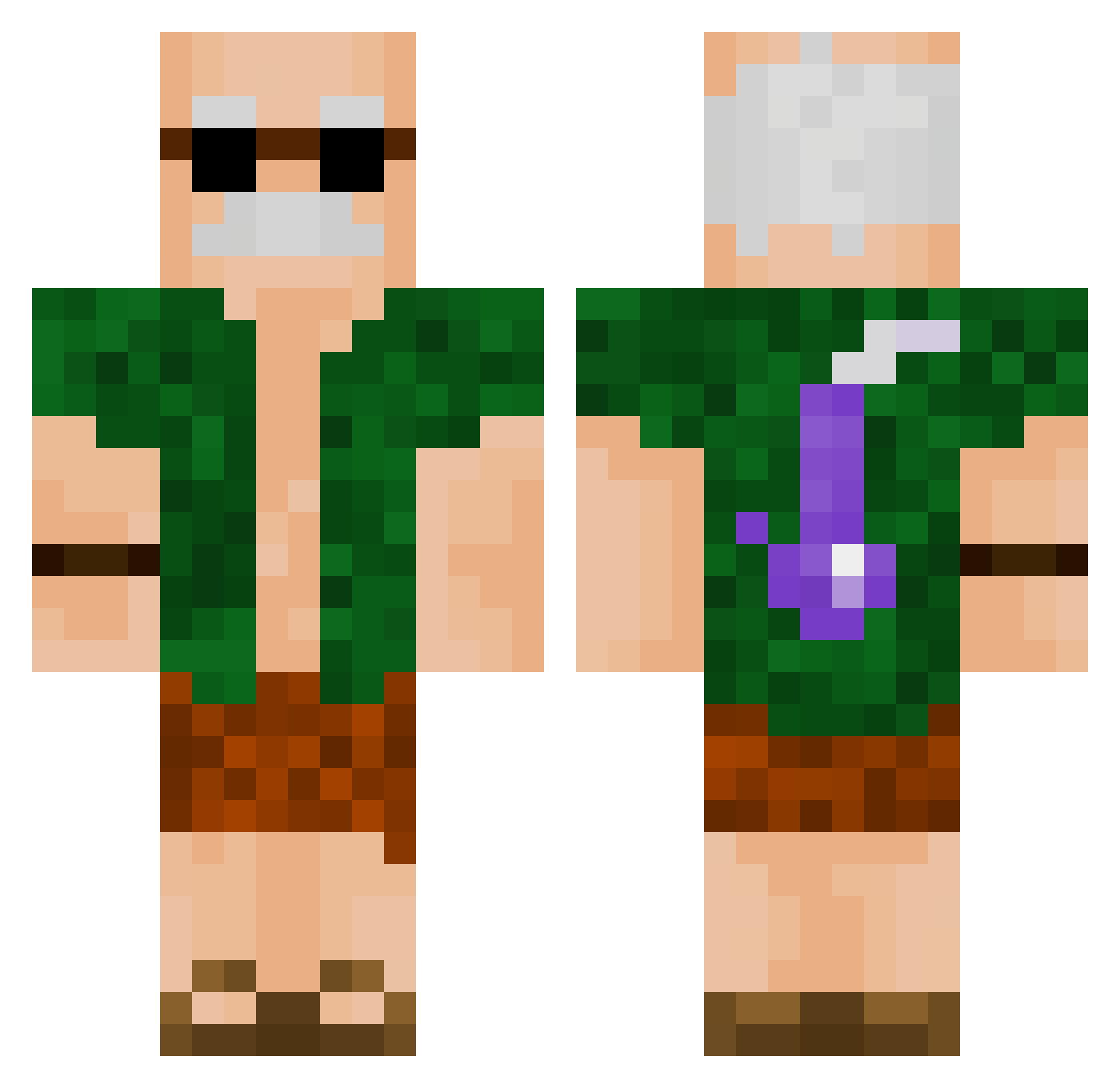 Rockbonkers Minecraft skin, front and back view